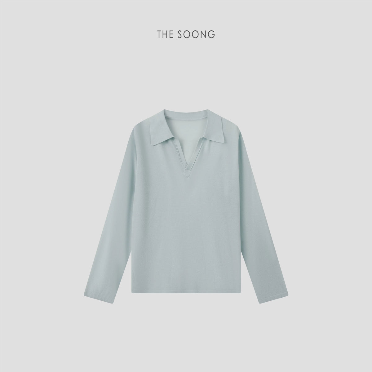 THESOONG/Icy Skin Thin and Sheer Flexible Fibrous Linen Blend Slightly See-Through Long-Sleeve Polo Shirt for Women 9045