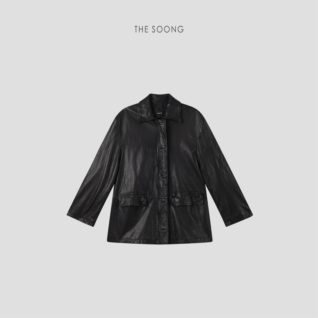 THESOONG/Three-Dimensional Silhouette Vegetable-Tanned Leather Adjustable Structured Leather Jacket 8642
