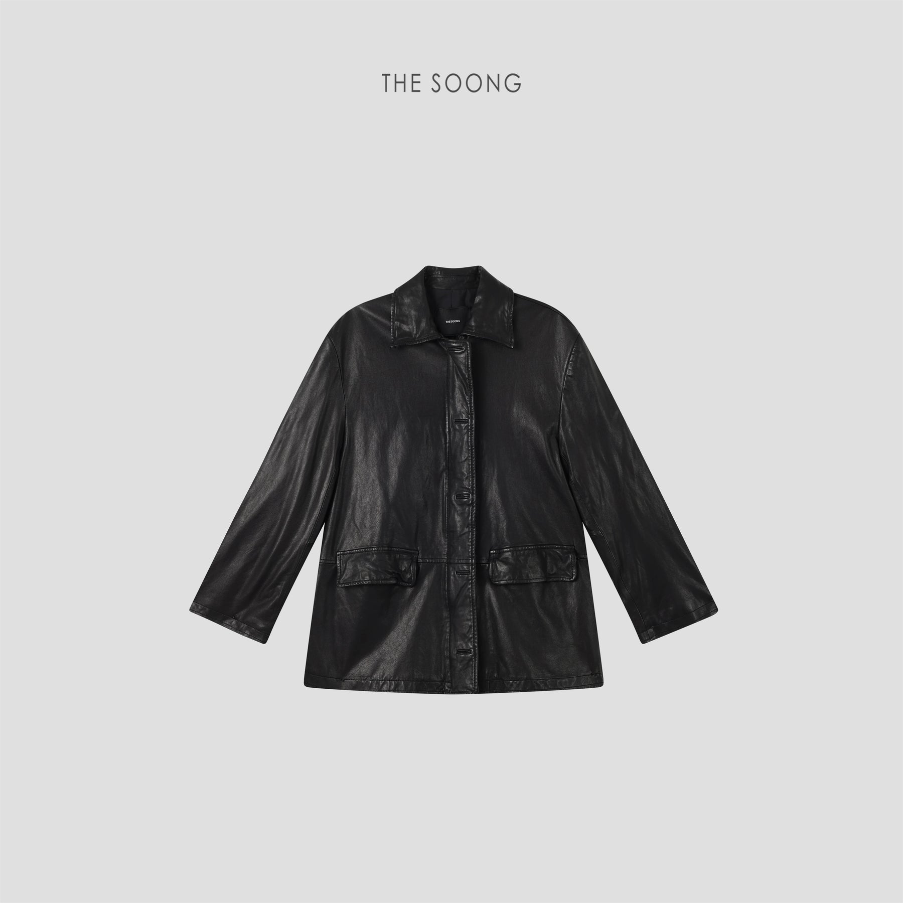 THESOONG/Three-Dimensional Silhouette Vegetable-Tanned Leather Adjustable Structured Leather Jacket 8642