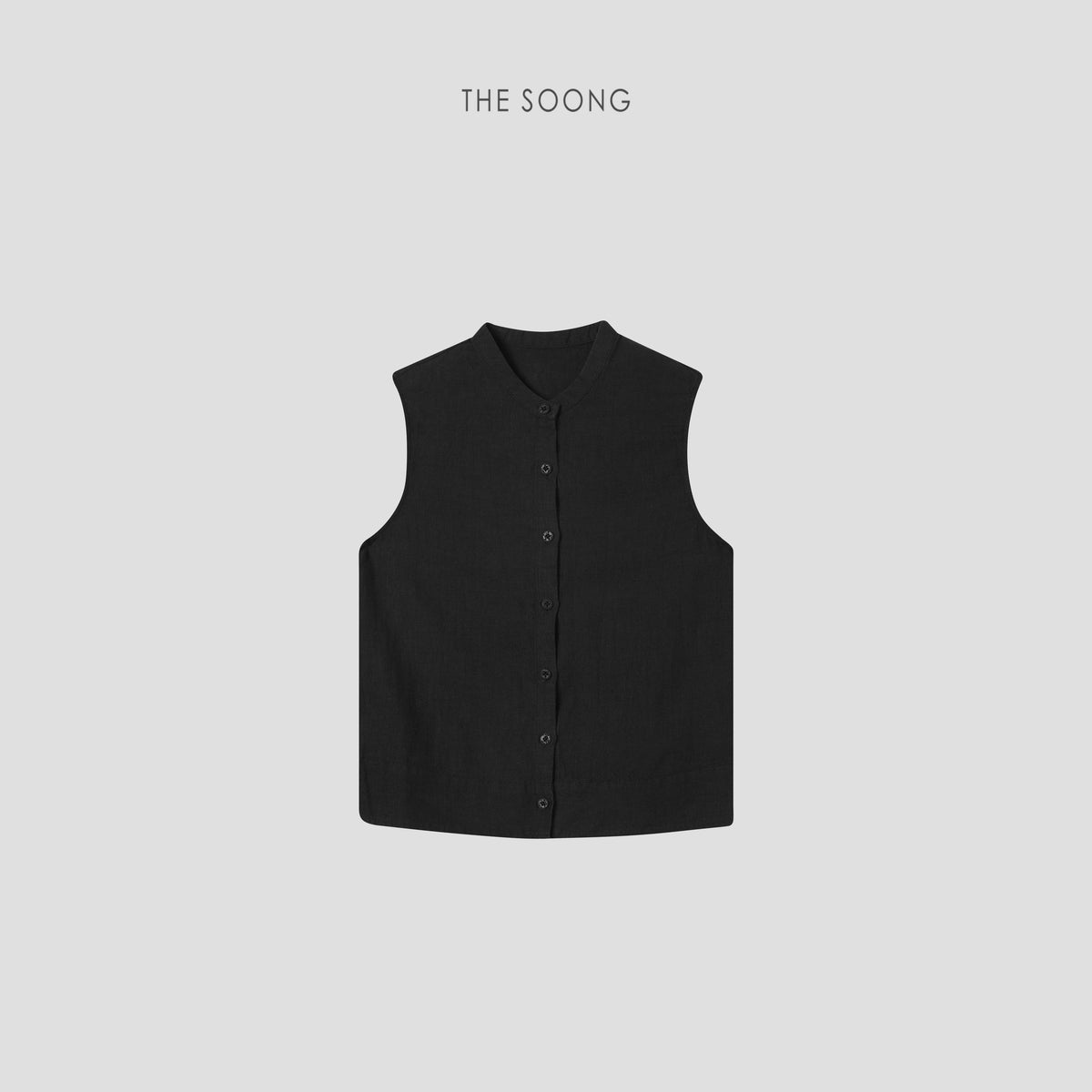 THESOONG / High-End Hemp Fabric Washed Soft Thin Vest Outerwear Layering Cardigan Vest
