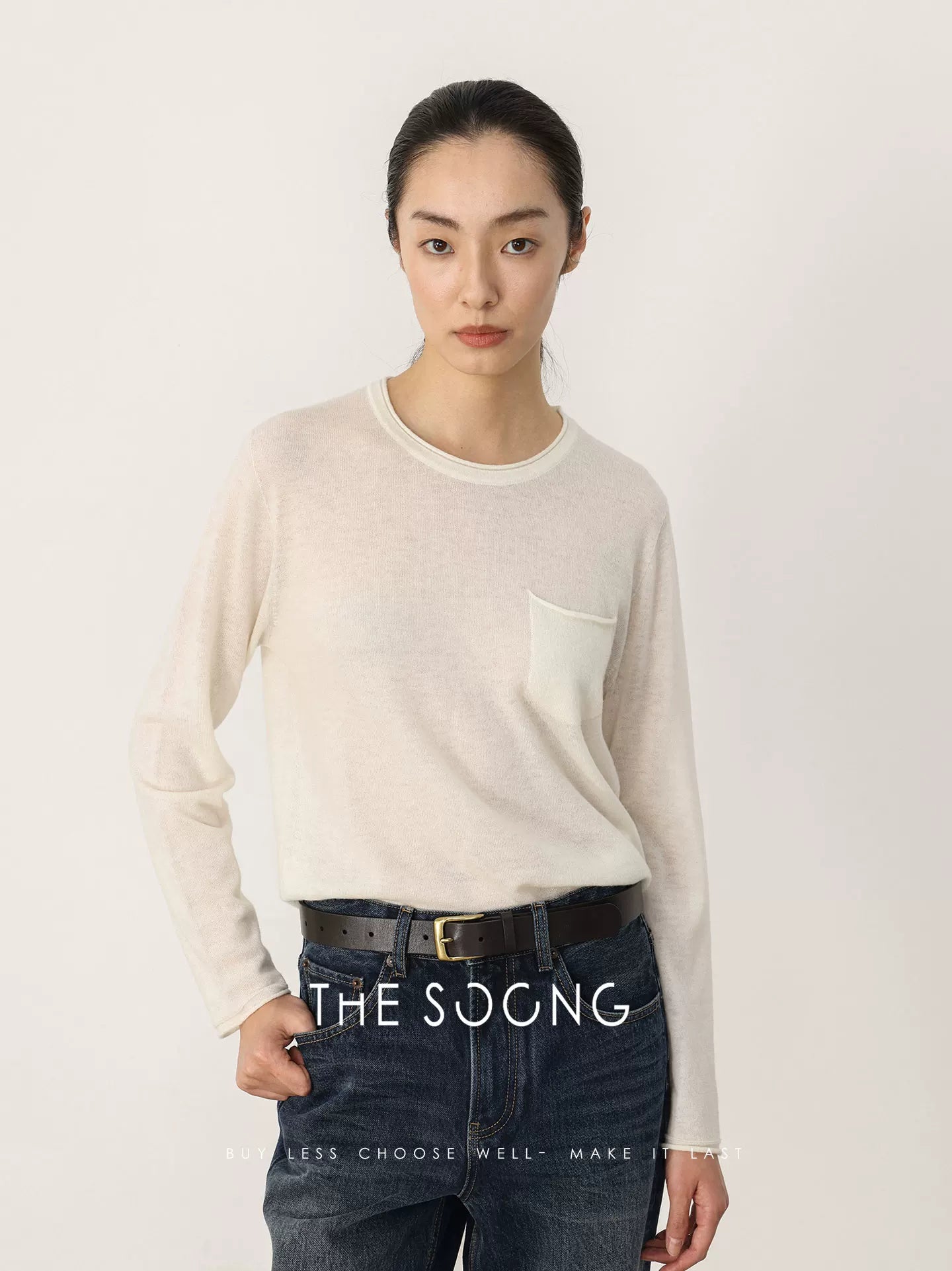 THESOONG/Spring New Arrival Wool 100% Base Shirt Crew Neck Long Sleeve Semi-High Collar Soft HWMY8490