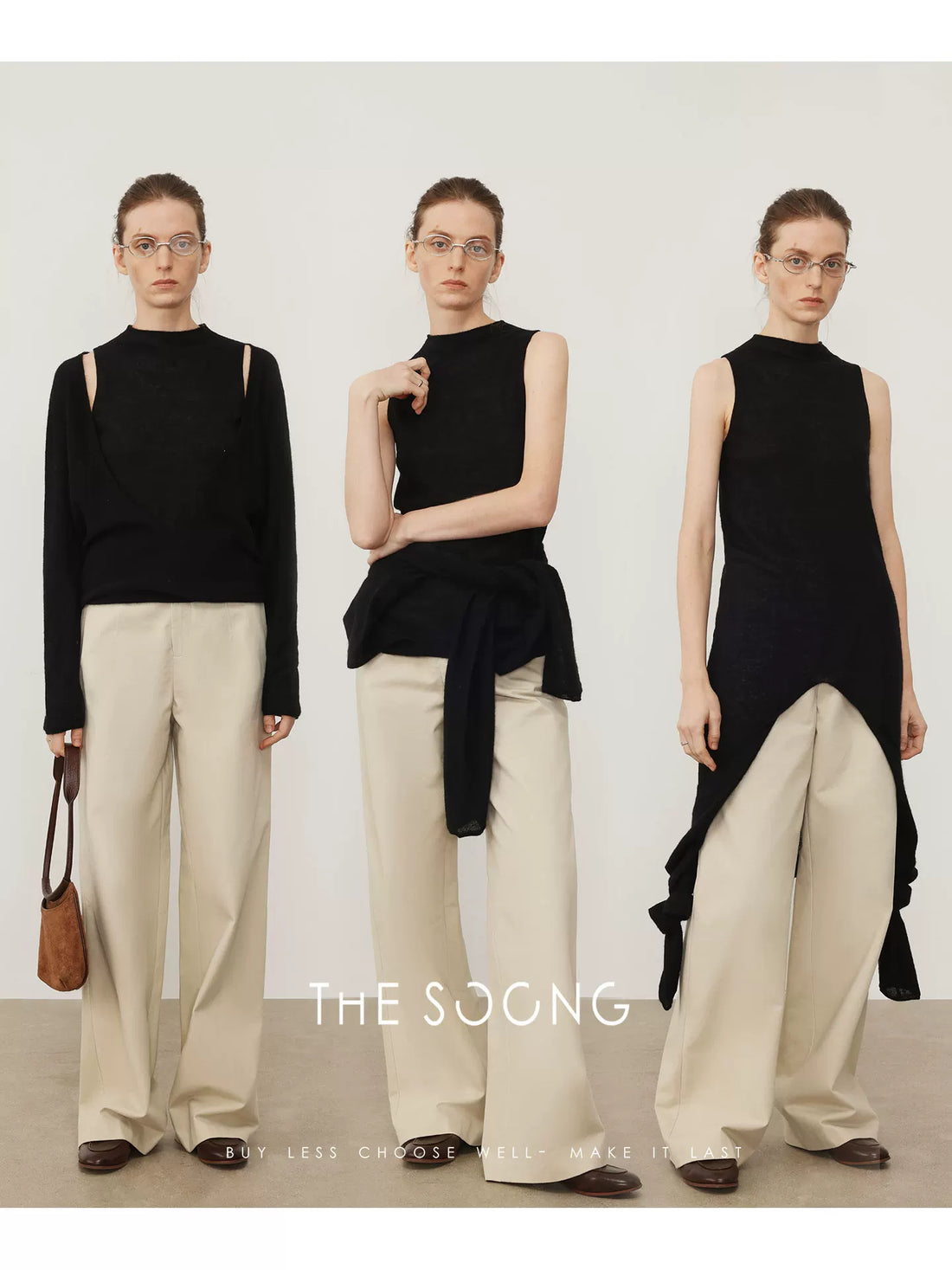 THESOONG/ Layered aesthetics Italian woven cashmere-wool one-piece fake two-piece sweater 7563