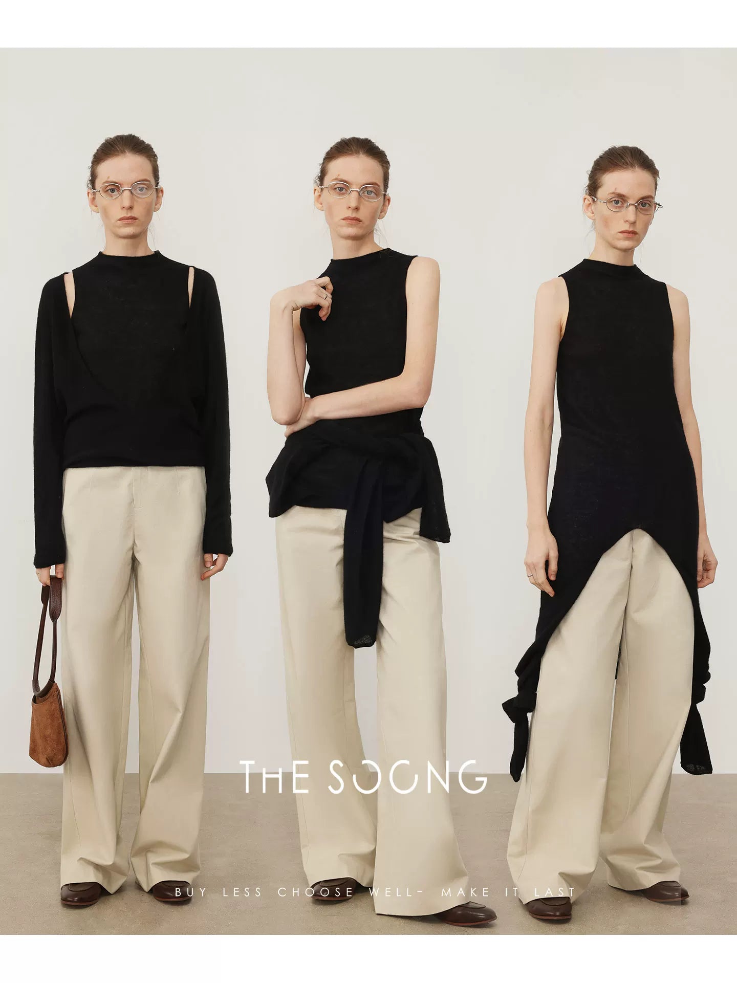 THESOONG/ Layered aesthetics Italian woven cashmere-wool one-piece fake two-piece sweater 7563