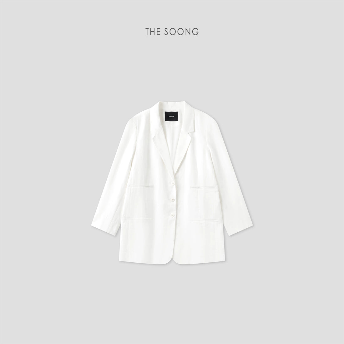 THESOONG/极简廓形 100%亚麻宽松垂感单排扣宽松西装外套女8699