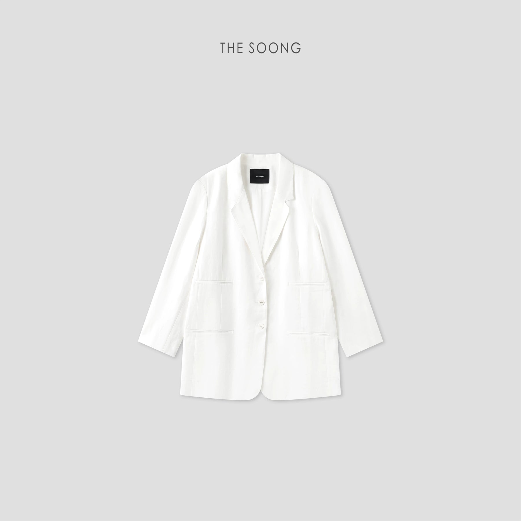 THESOONG/Minimalist Silhouette 100% Linen Loose Draped Single-Breasted Loose Blazer Jacket for Women 8699