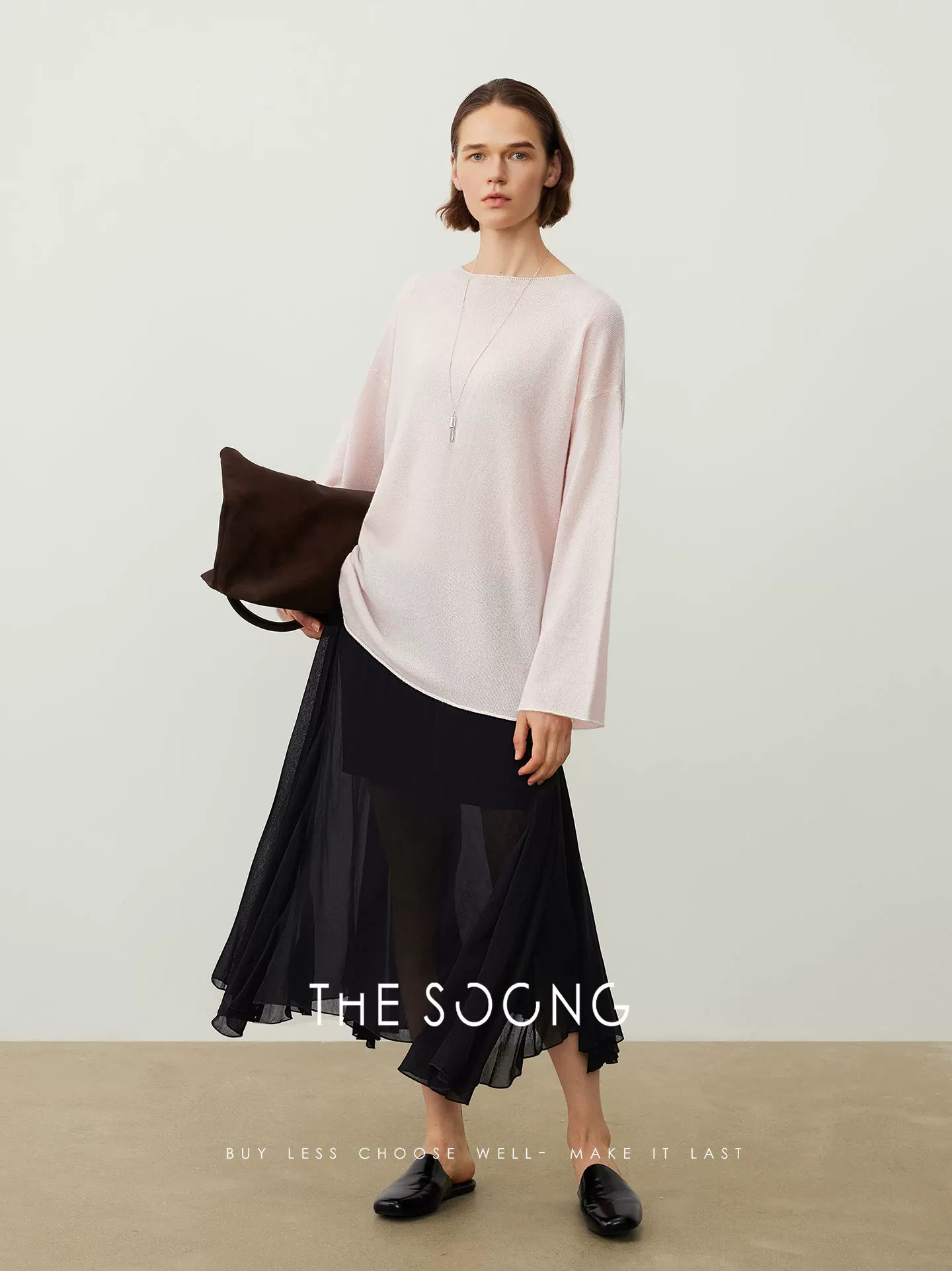 【Clearance 3】100% Pure Cashmere Kangsaini Base Shirt for Women, 226g Ultra-fine Thin Loose Lazy-fit 7585