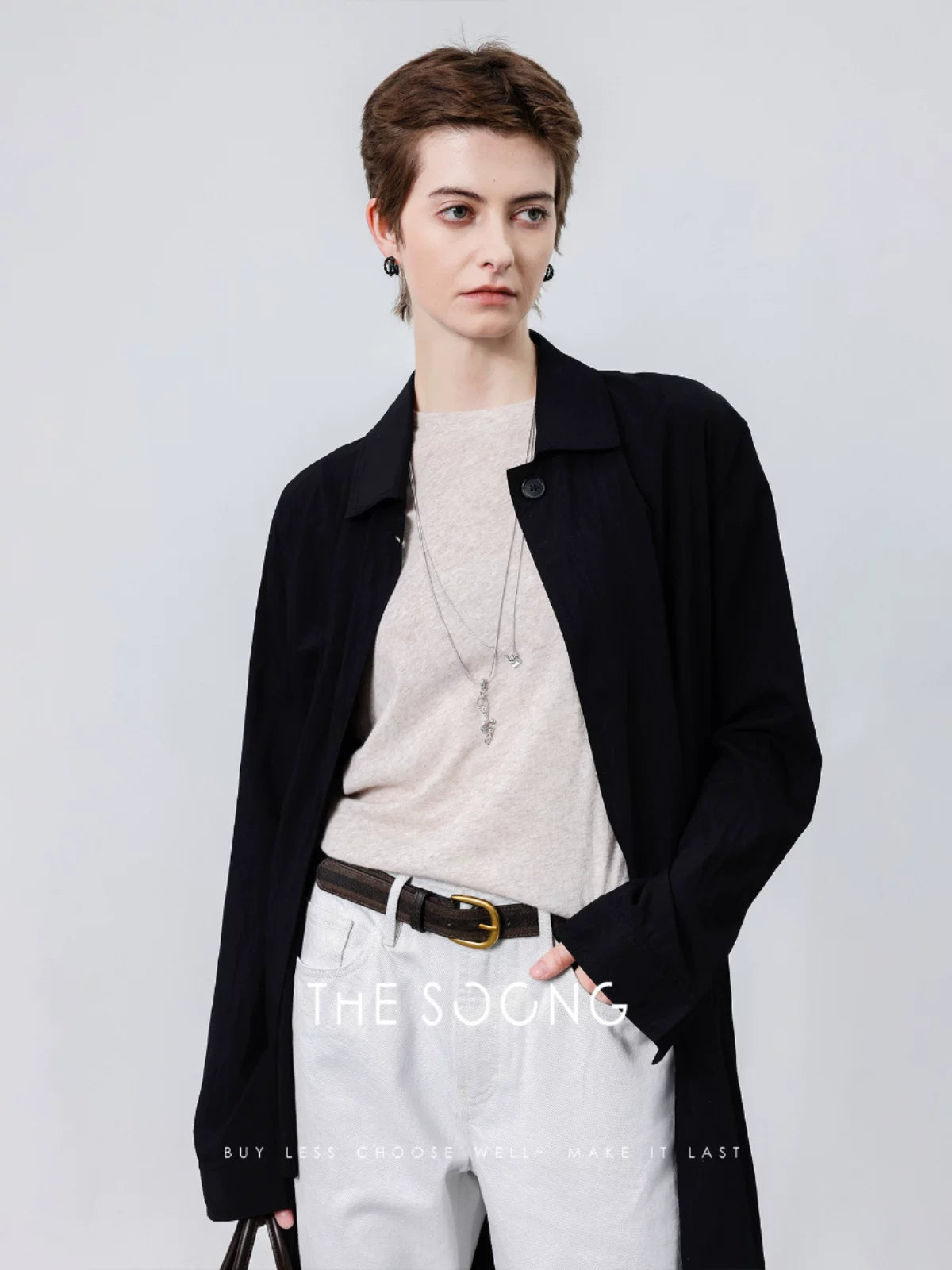 THESOONG/Paper-Thin Classic Versatile British Style Wrinkle-Resistant Single-Layer Long Early Autumn New Trench Coat Jacket