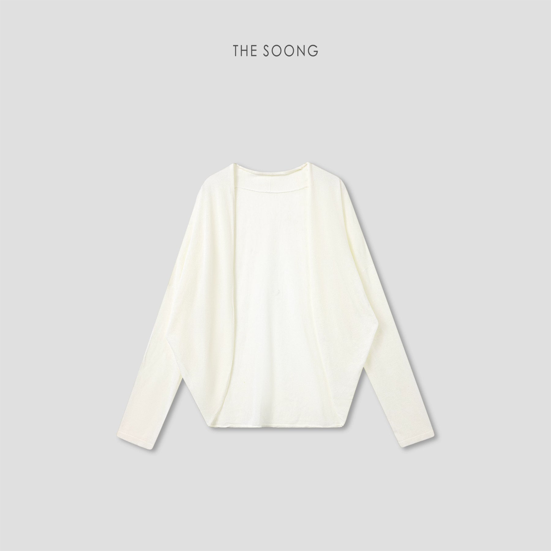THESOONG/Soft Draped Collarless Knit Cardigan Women Lyocell Linen Thin Top HWCS9329