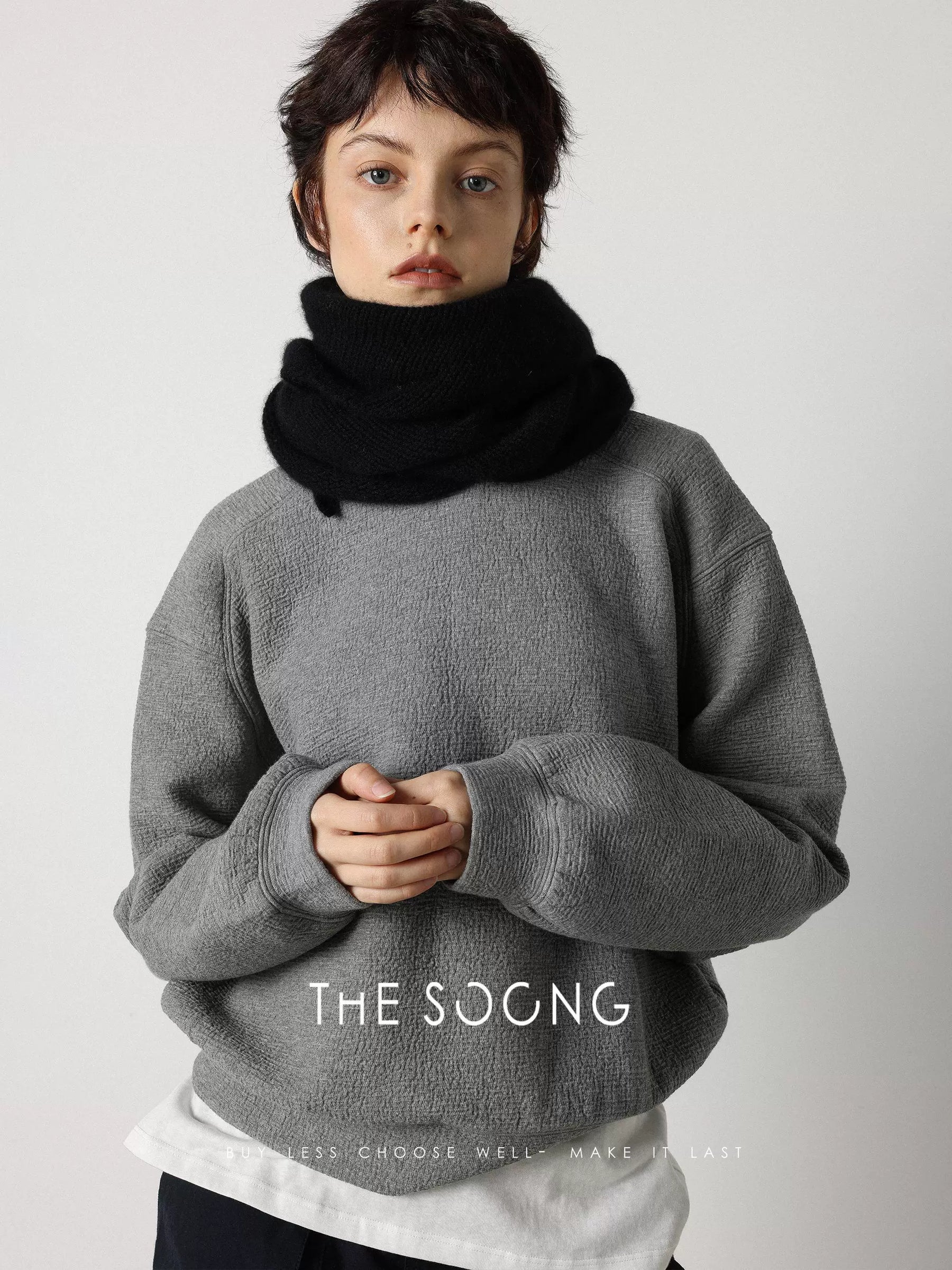 THESOONG / Italian Sheep Wool Cashmere 143g Single-sided Weaving Stretch Warm Comfortable Triangle Scarf