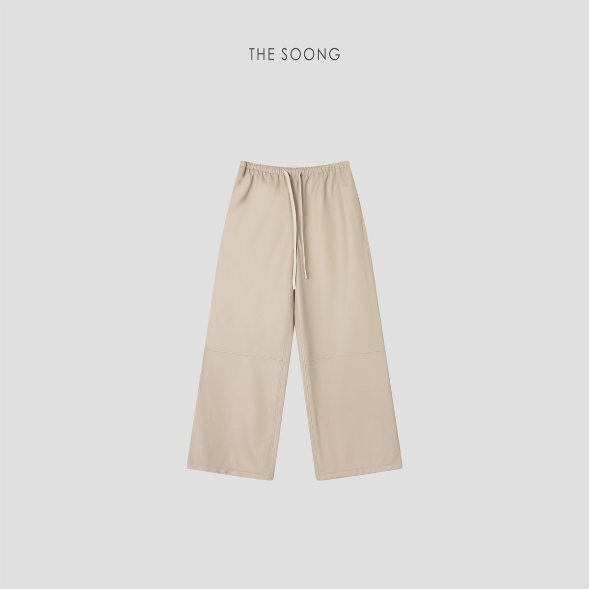 THESOONG/ Soft Leather Pants 100% Sheepskin Craftsmanship Simple Tanned Textured Elastic Drawstring Leather Pants 9301