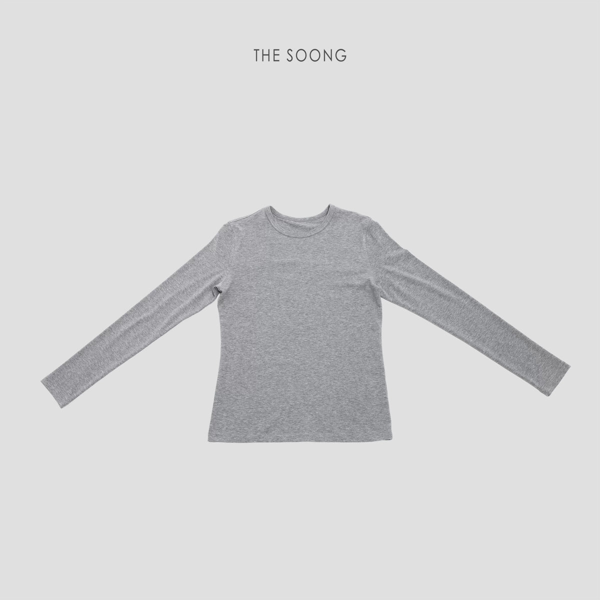 THESOONG/New Simple Basic Comfortable Tencel Wool Blend Crew Neck Long Sleeve T-Shirt Base Shirt for Women 8294