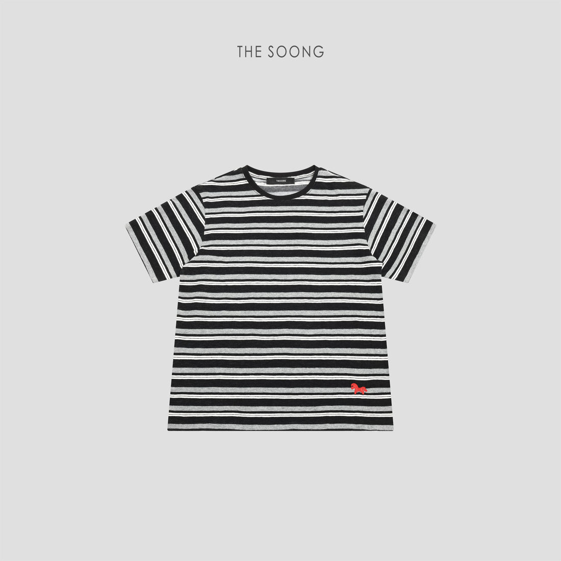 THESOONG/Little Pony T Classic Color-Blocked Stripe Textured Little Pony Crew Neck T-Shirt Top for Women HBTX8360