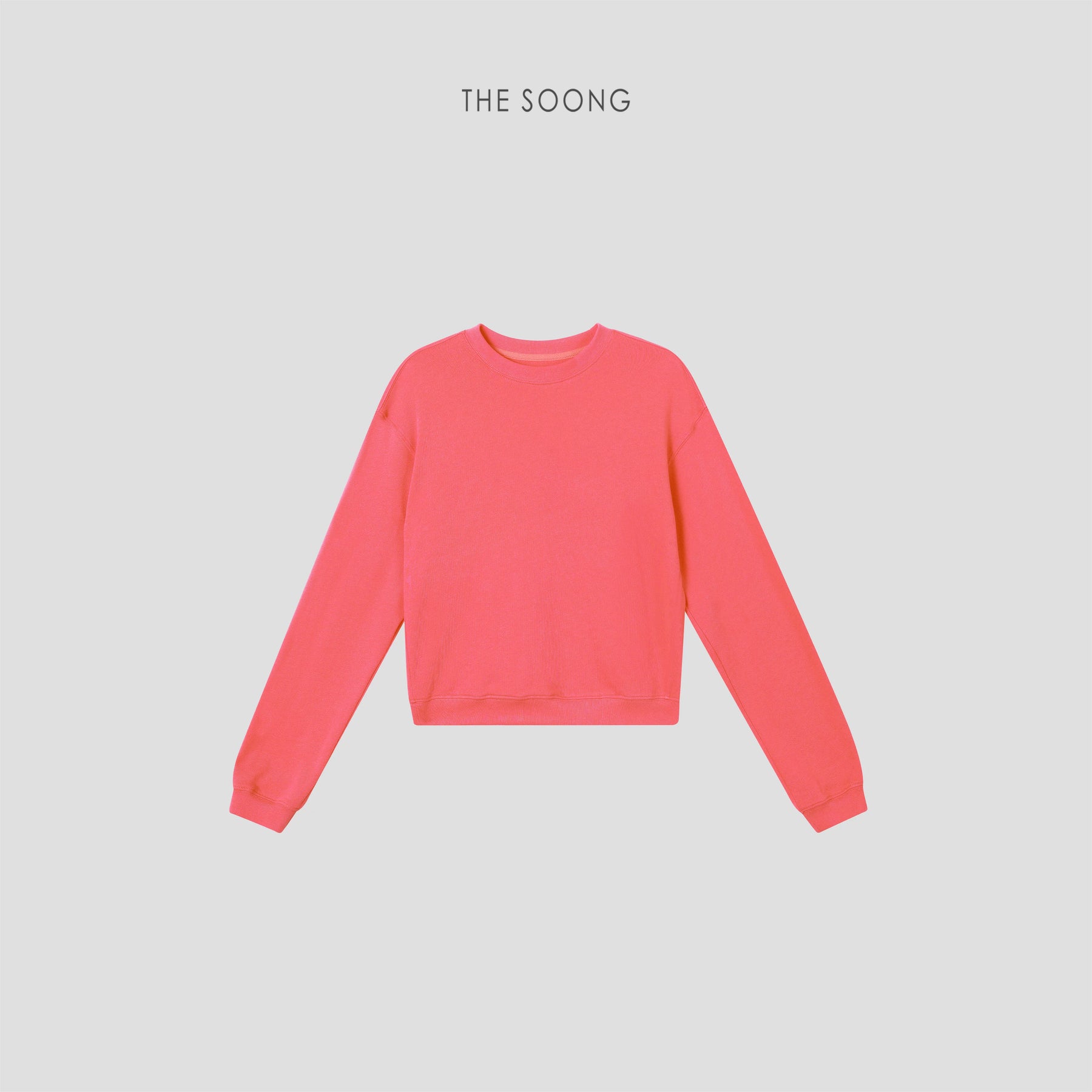 THESOONG/Pop Sweatshirt: 100% Cotton Ribbed Crewneck Loose Drop Shoulder Casual Sweatshirt 9179