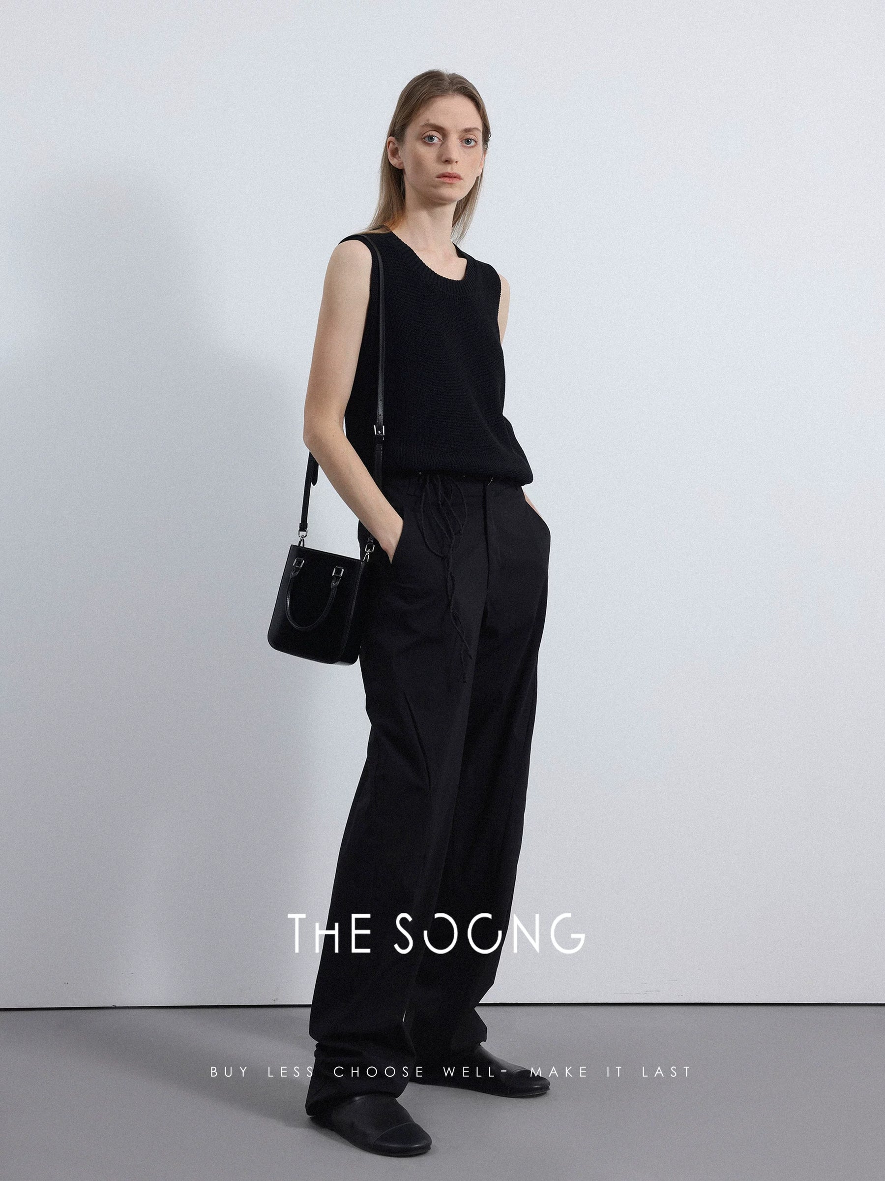 THESOONG/Tailored Fashion Pants Handwoven Waist Drawstring Draped Elastic Wide-Leg Casual Pants 8048