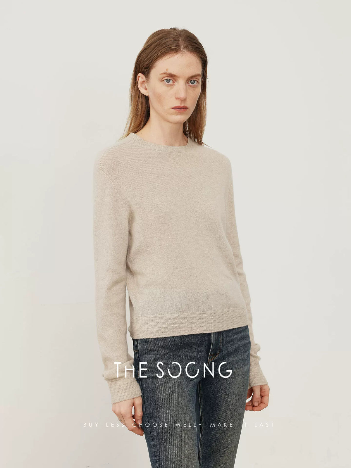 THESOONG / Artisan Weaving Delicate Sensation Cashmere Wool Knit Base Shirt Soft Pineapple Pattern Round Neck Sweater for Women 8081