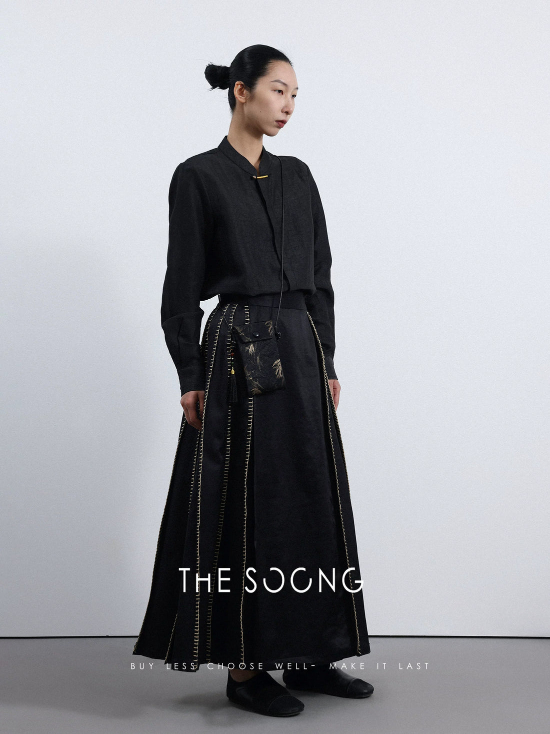 THESOONG/重缎香云纱 100%桑蚕丝国风新中式马面裙女小个子半身裙