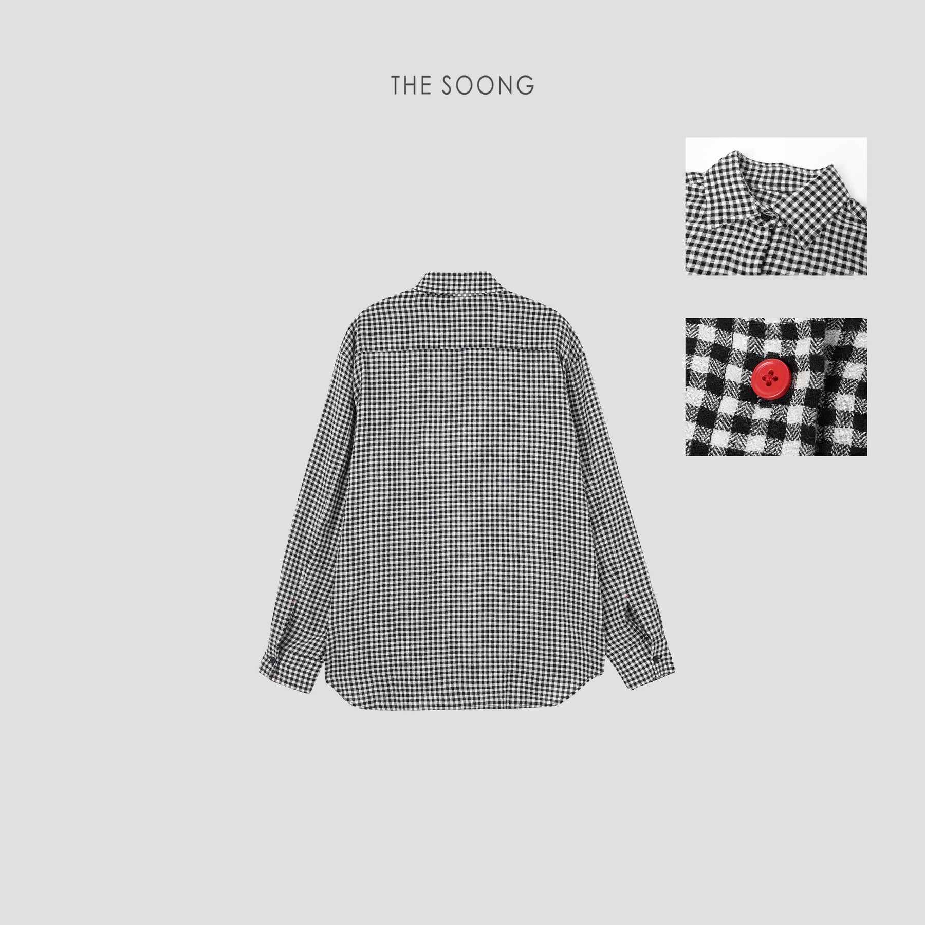 THESOONG/Everlasting classic 100% cotton lightly pleated polo collar women's plaid shirt jacket 4879