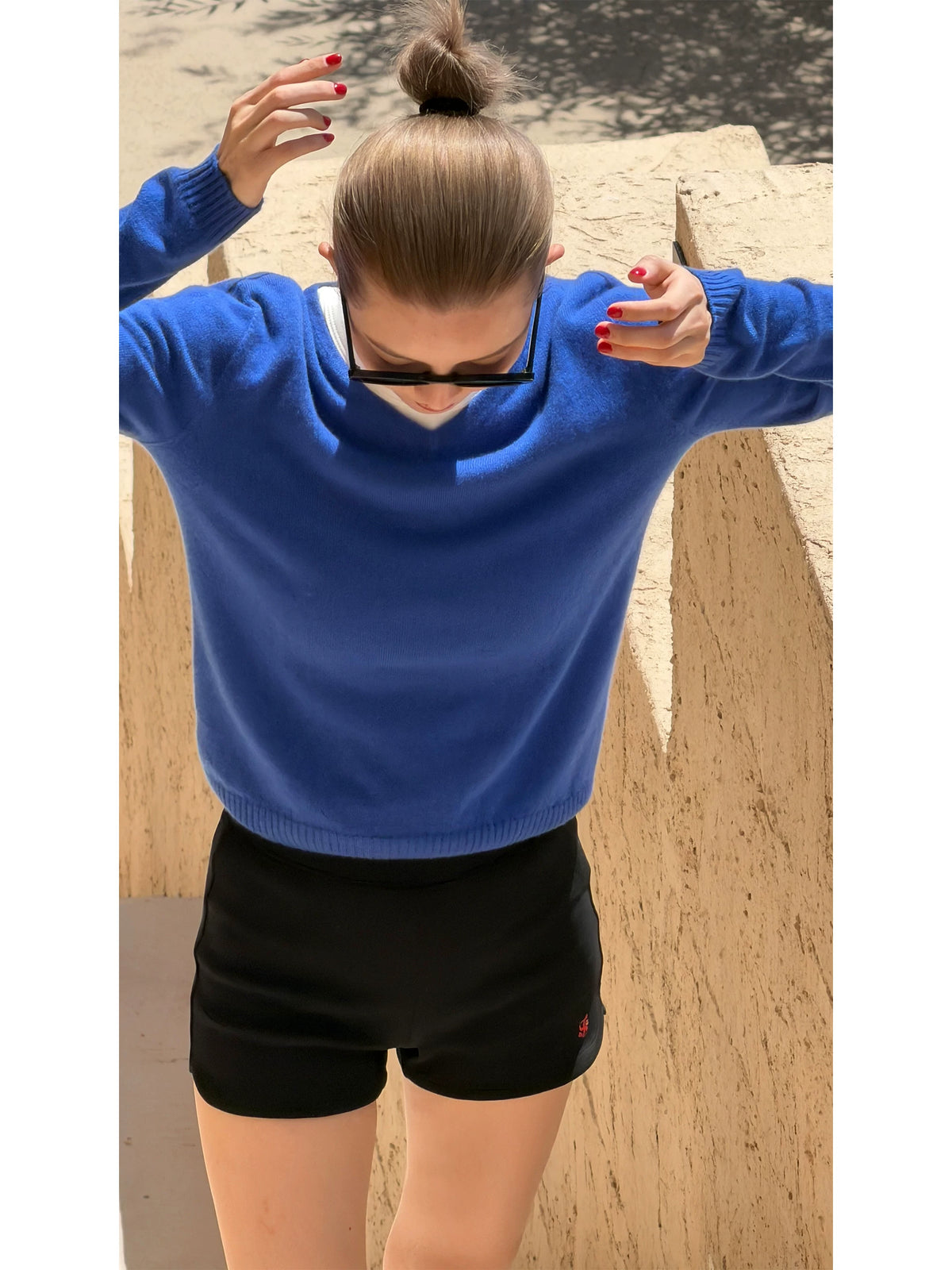 THESOONG/Hot Shorts Cross Rib High Elastic Cotton Spandex, Wash-Resistant and Wear-Resistant, Mid-Waist, Can Be Worn Outdoors Home Shorts 9055