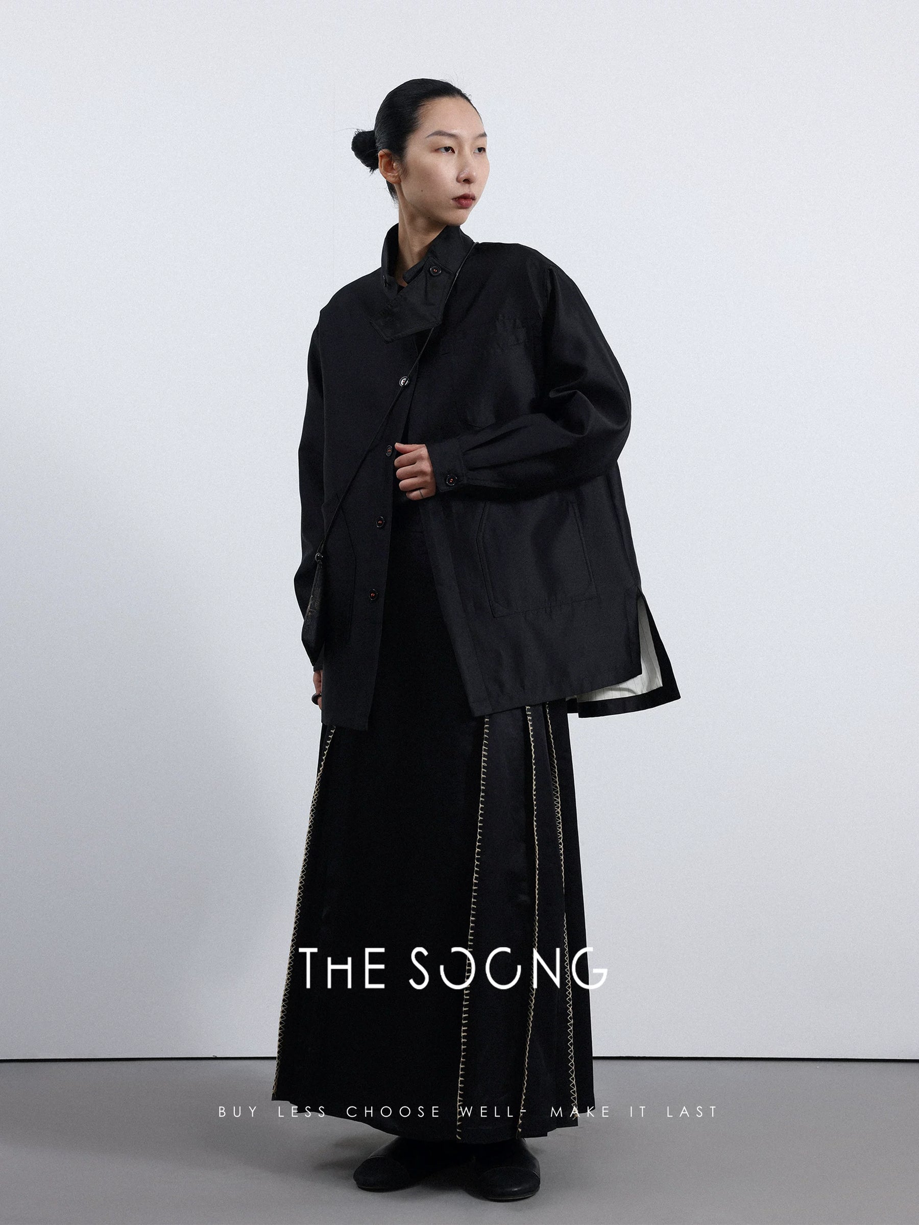 THESOONG/Heavy Satin Xiangyun Yarn 100% Mulberry Silk National Style New Chinese Ma-Mian Skirt for Petite Women