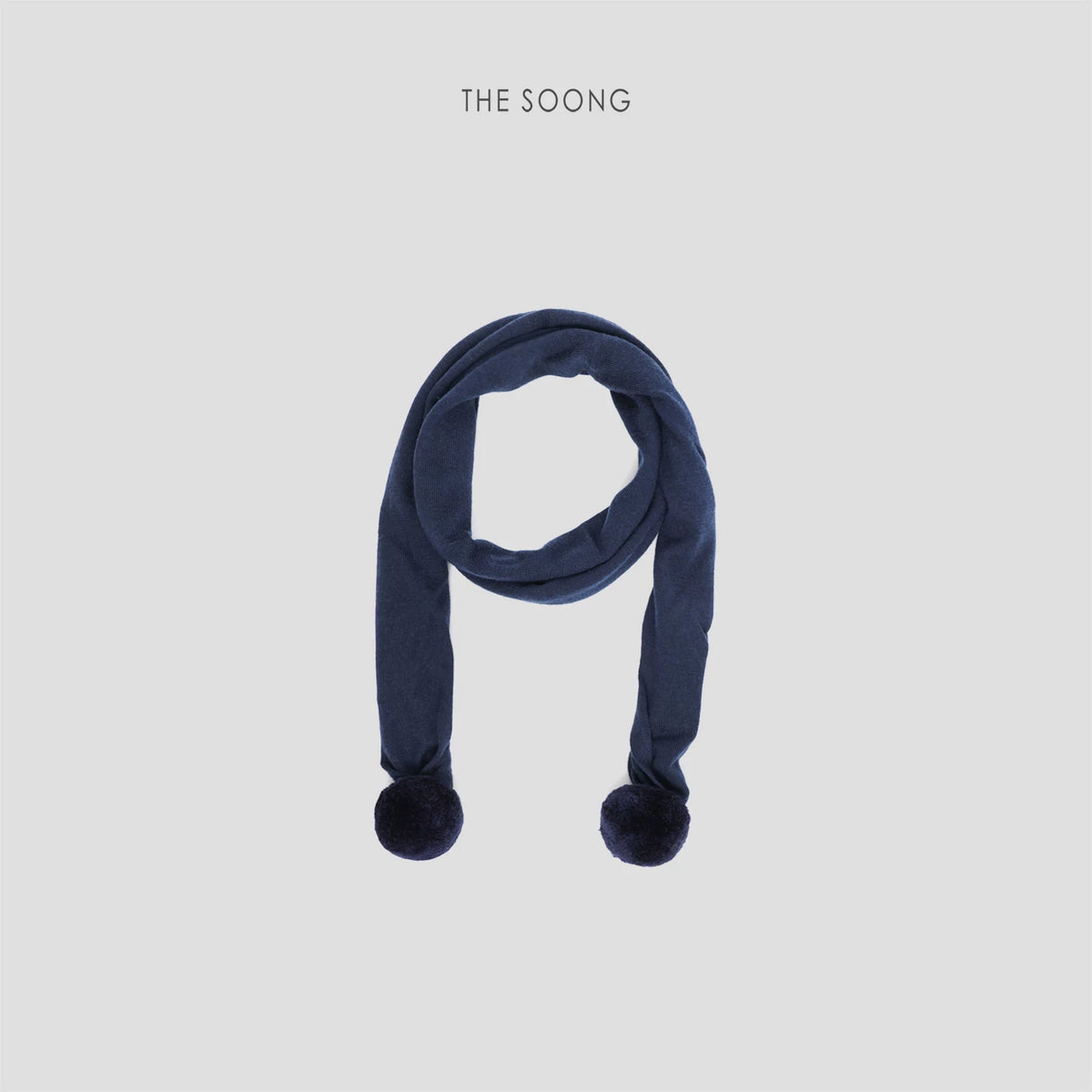 THESOONG/Sheep wool knitted scarf with pom-poms, solid color winter scarf for women 7452