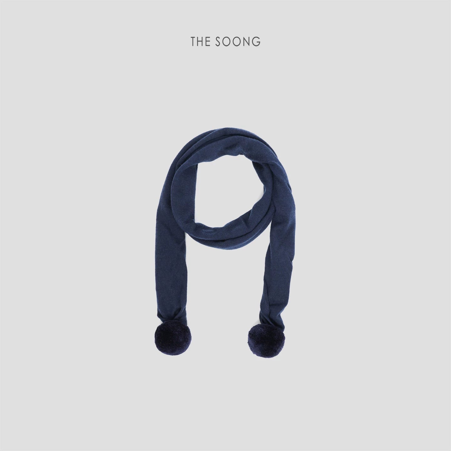 THESOONG/Sheep wool knitted scarf with pom-poms, solid color winter scarf for women 7452