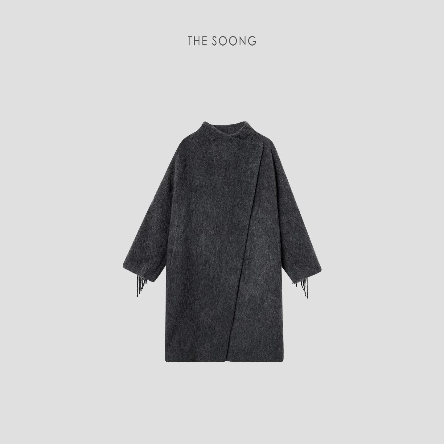 THESOONG/Cashmere Jacket for Women, Autumn/Winter 2025 New Wool Coat Women's Long Elegant Tassel 7588