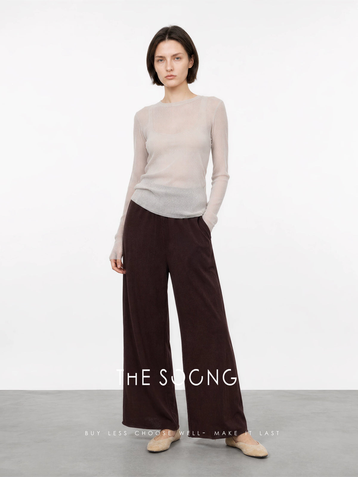 THESOONG/Relaxed Aesthetics Summer Thin High-Waist Draped Wide-Leg Pants Women Elastic Waist Casual Pants 8465