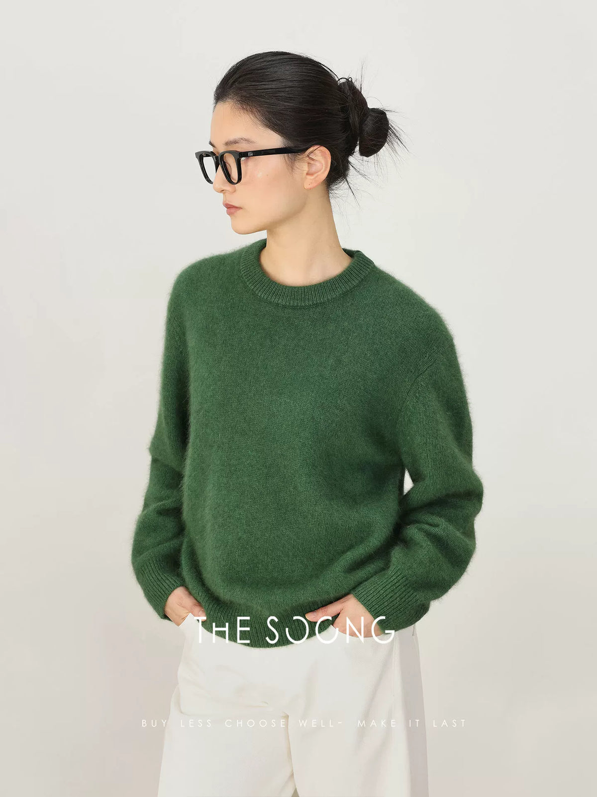 THESOONG/Wool Thin Sweater for Women, Crew Neck Autumn/Winter High-End Inner Layer, Can Be Worn Outerwear Petite 8475