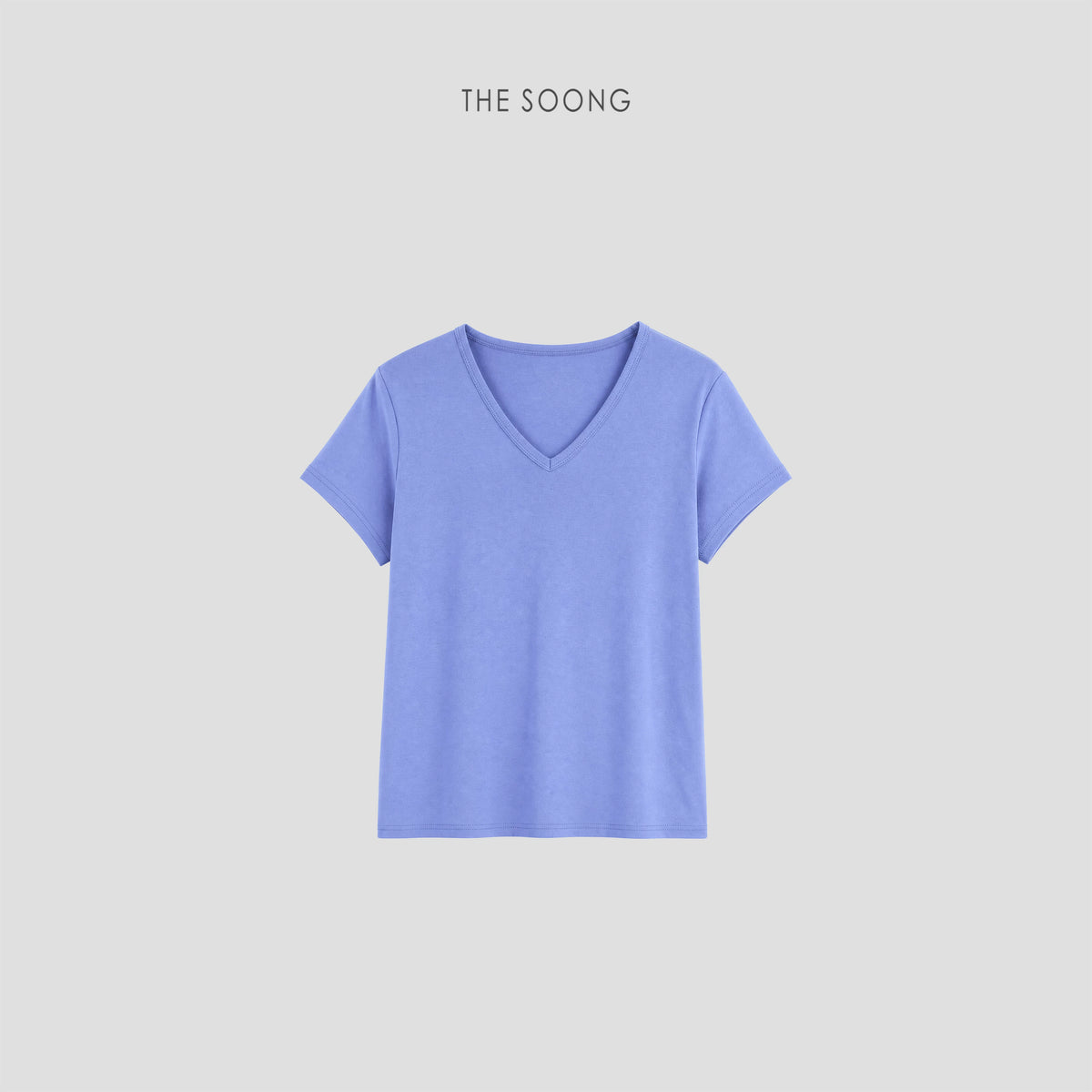 THESOONG/ Summer 100% pure cotton V-neck soft breathable fitted short-sleeve T-shirt 9205