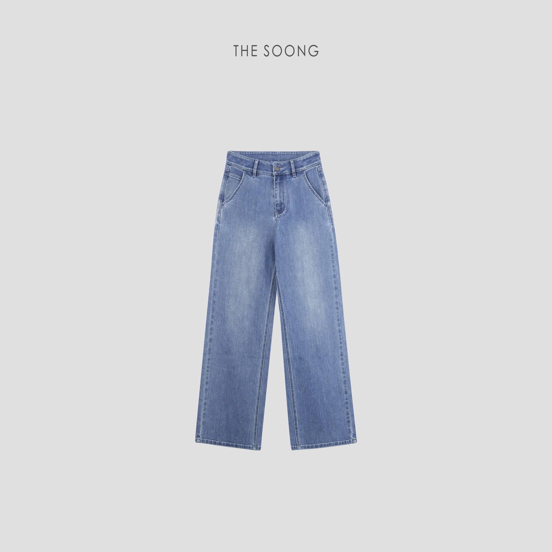 THESOONG/Blue Tone Denim High-Stretch Vest, Mid-Waist Jeans 6915/6976