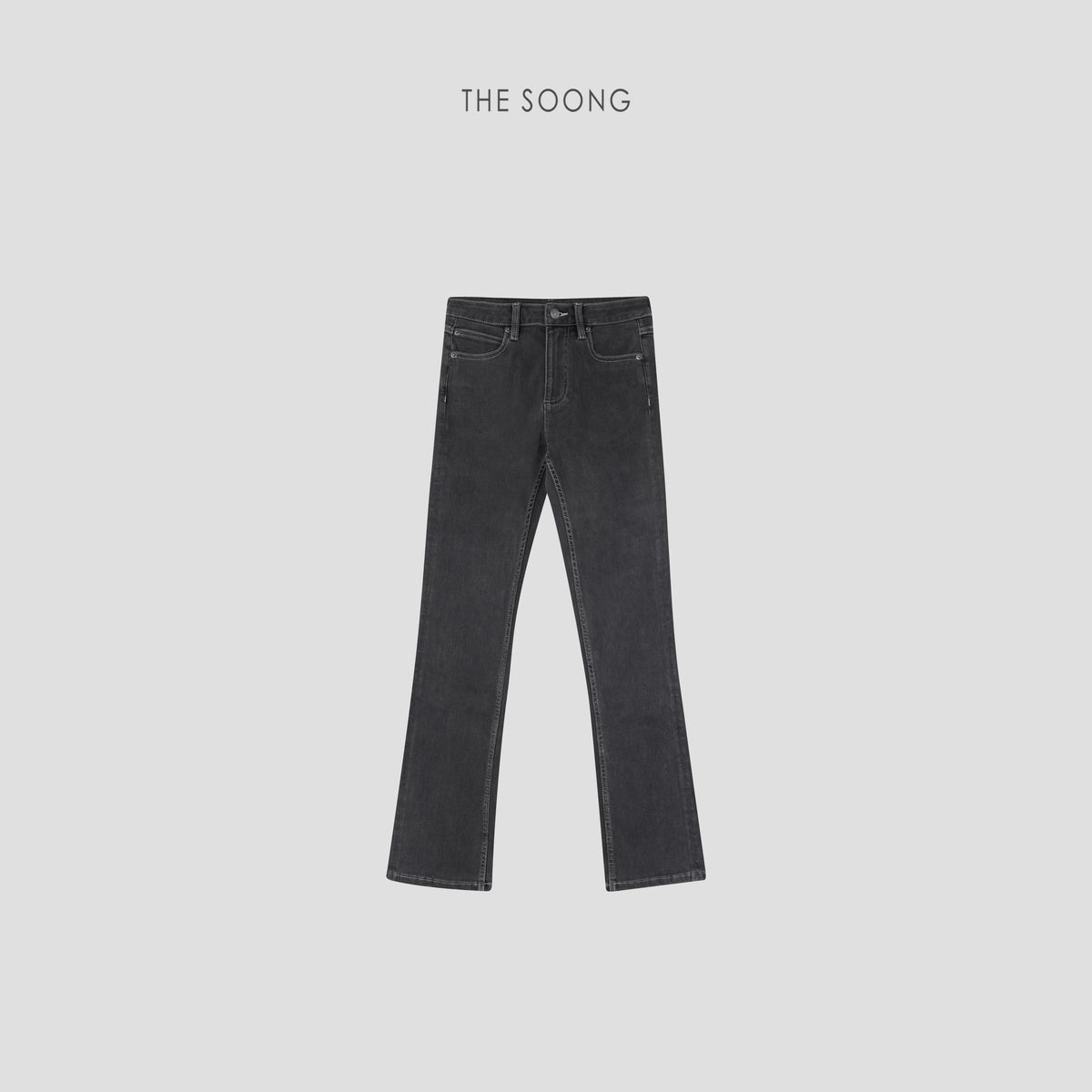 THESOONG/Black long straight slimming jeans for women, autumn versatile stretchy pants enhancing leg shape, slight flare skinny bootcut