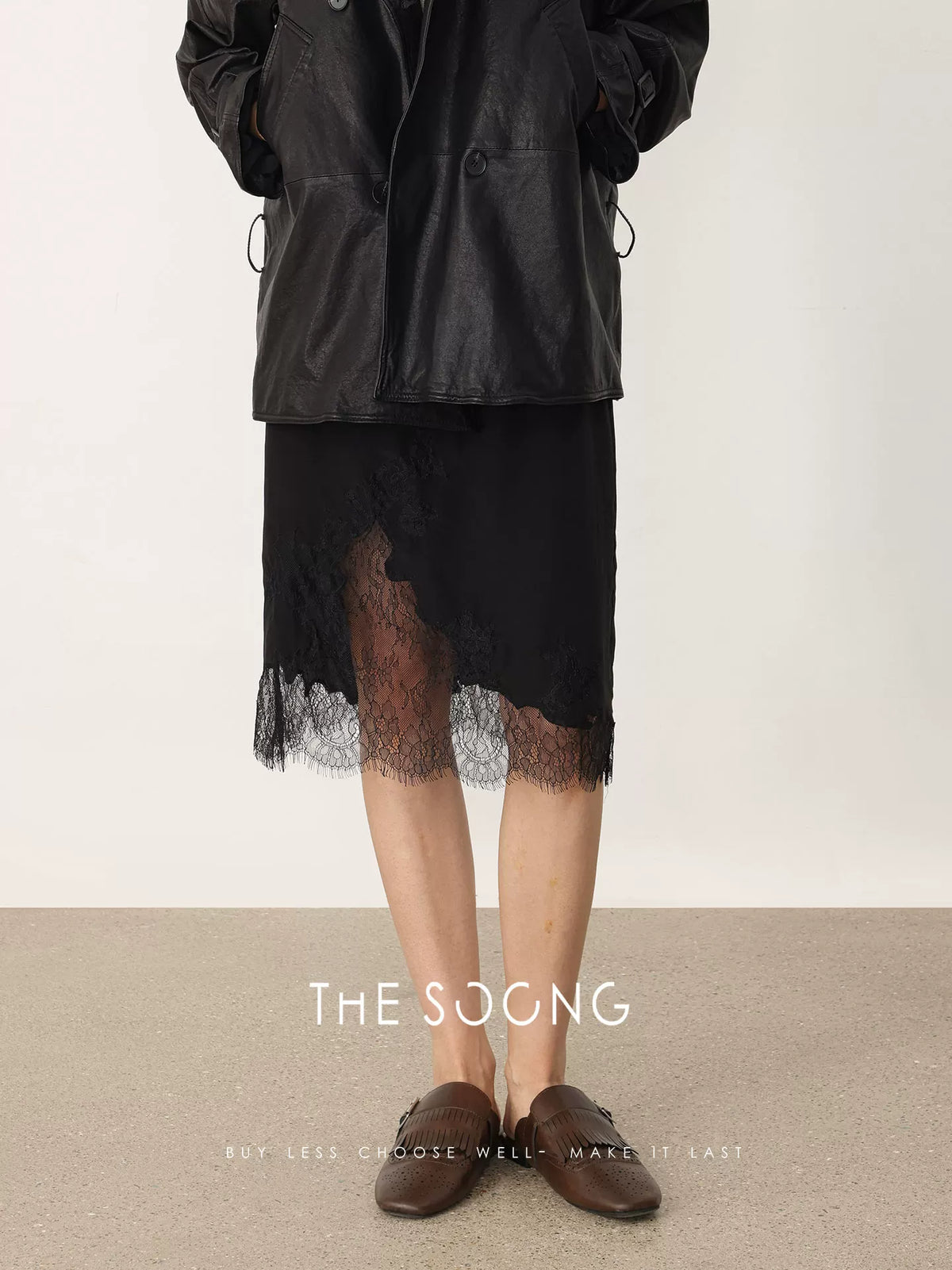 THESOONG/Spring New Arrival Mulberry Silk 100% Skirt Women's Hollow Sexy A-Line Skirt HWBX8638