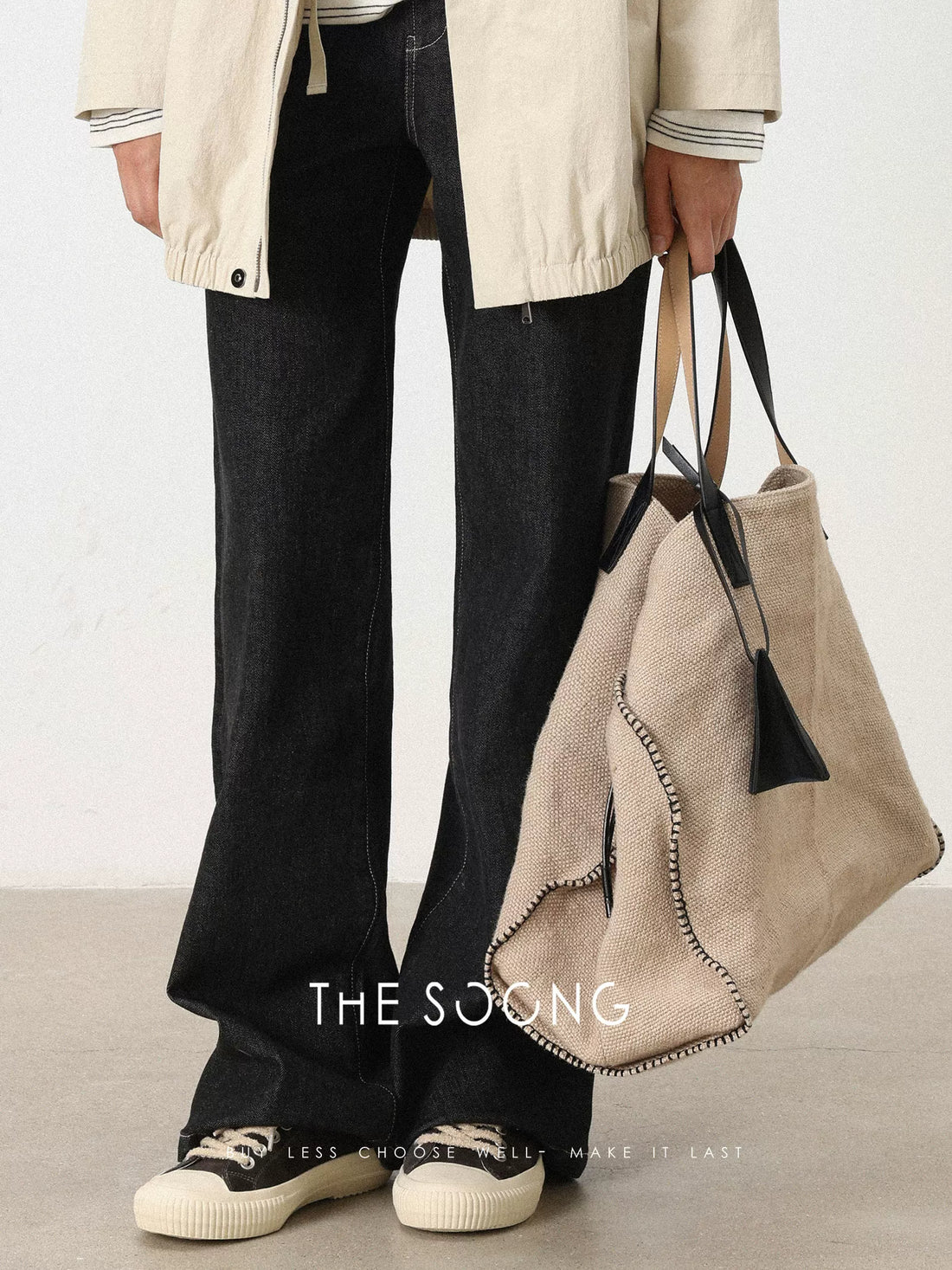 THESOONG/ Cloud Hemp Tote Bag, Vintage Washed Top-Grain Leather Shoulder Strap Versatile Women's Handbag 6993