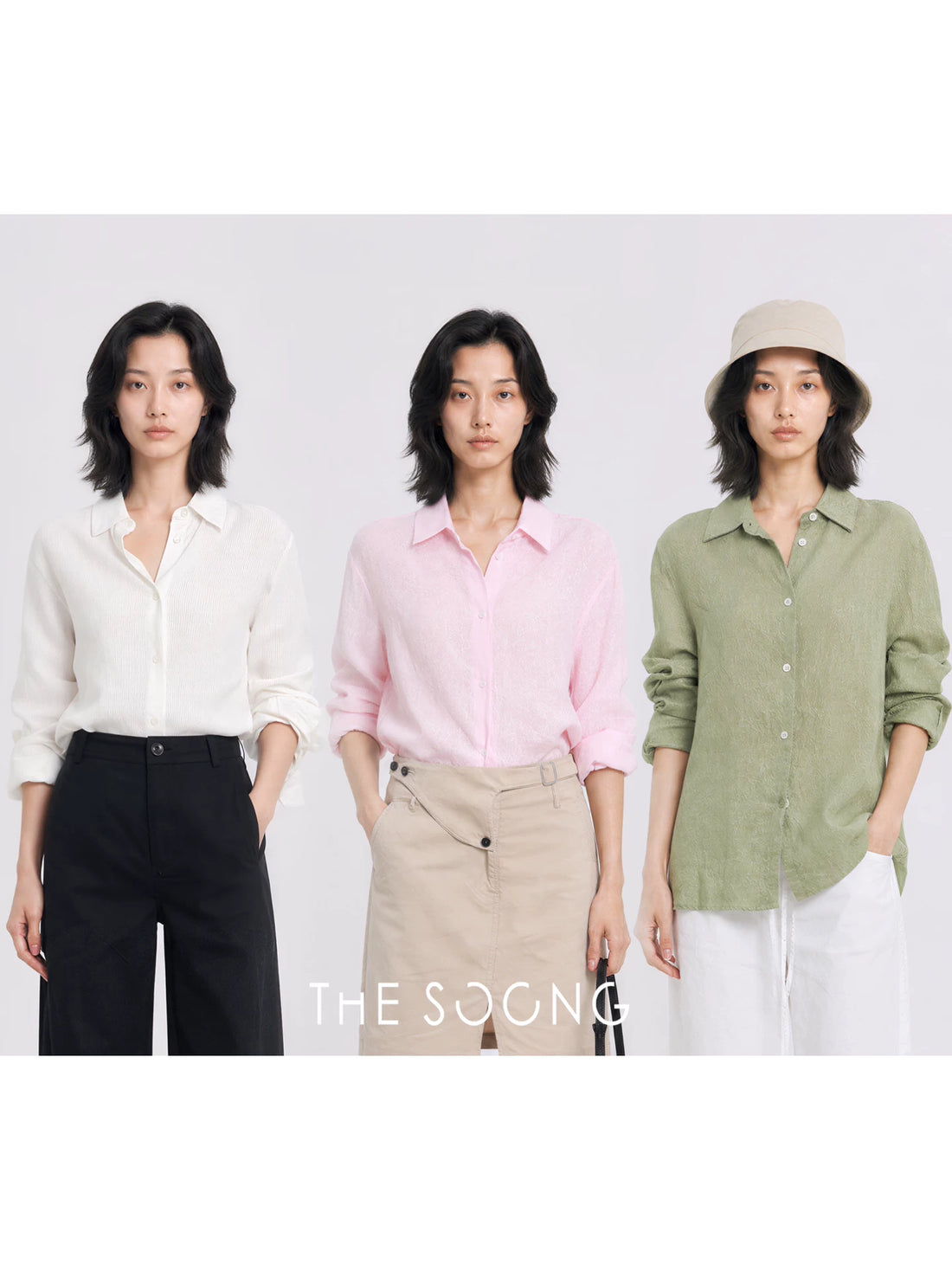 THESOONG/Luxury Coolness 100% Linen Natural Textured Line Thin Lapel Shirt for Women Summer 8846
