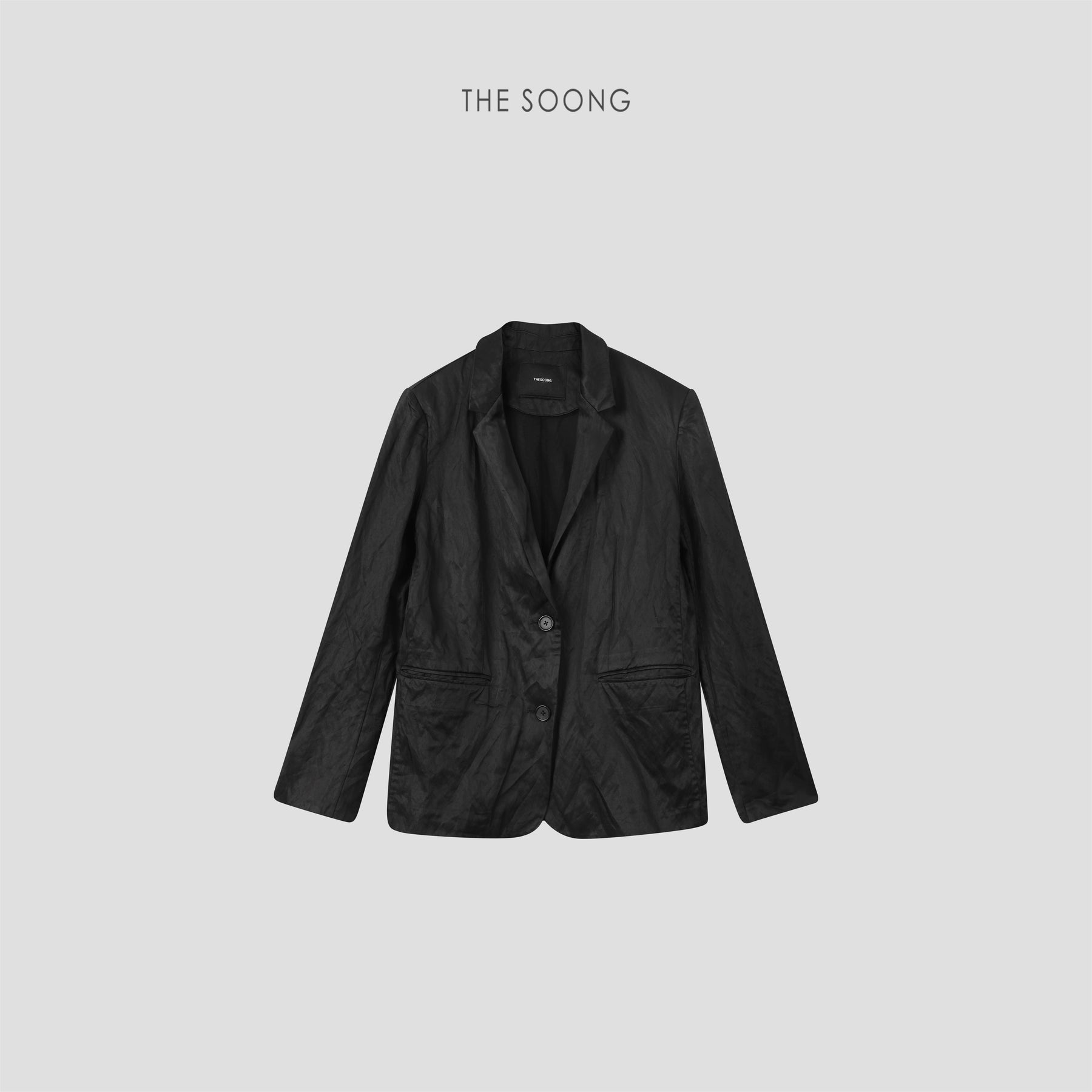 THESOONG/Lazy silhouette heavy Italian natural wrinkle black women's blazer 8636