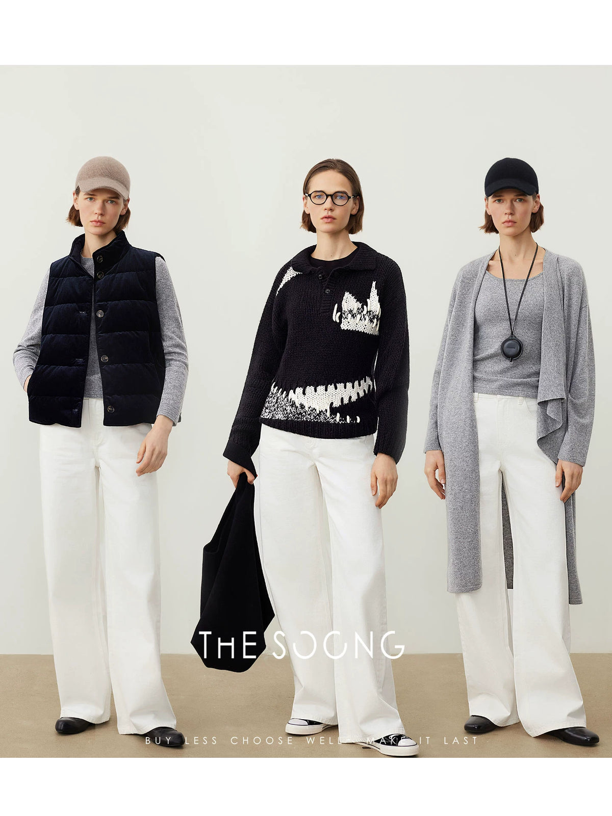 THESOONG/High-Density Pure Cotton White Jeans Women Washed Soft Casual Straight-Leg Long Pants 7568