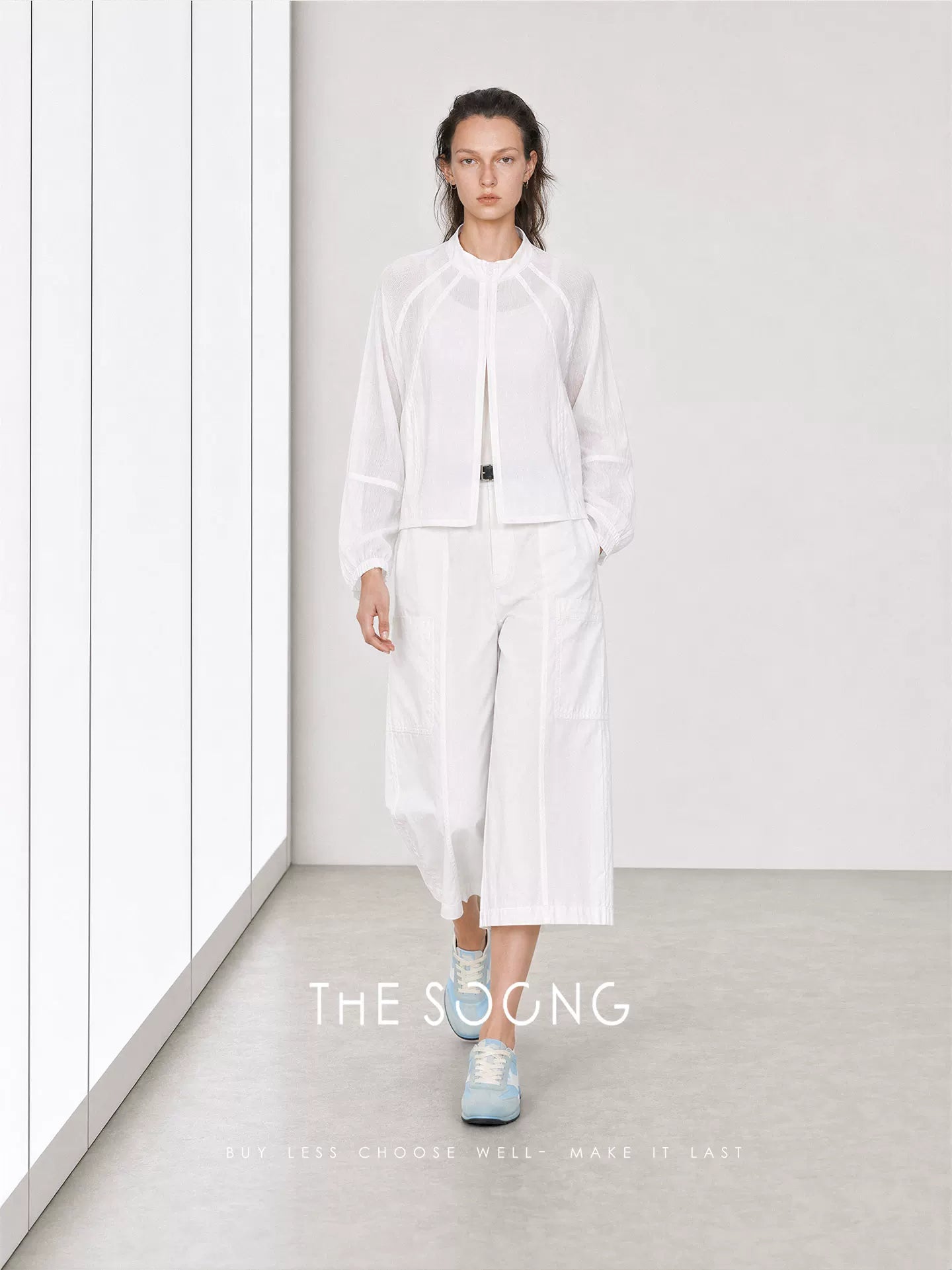 THESOONG/Clear Slimming Summer Thin Tencel Ramie Breathable Stand Collar Slim Sun-Protective Jacket for Women 9125