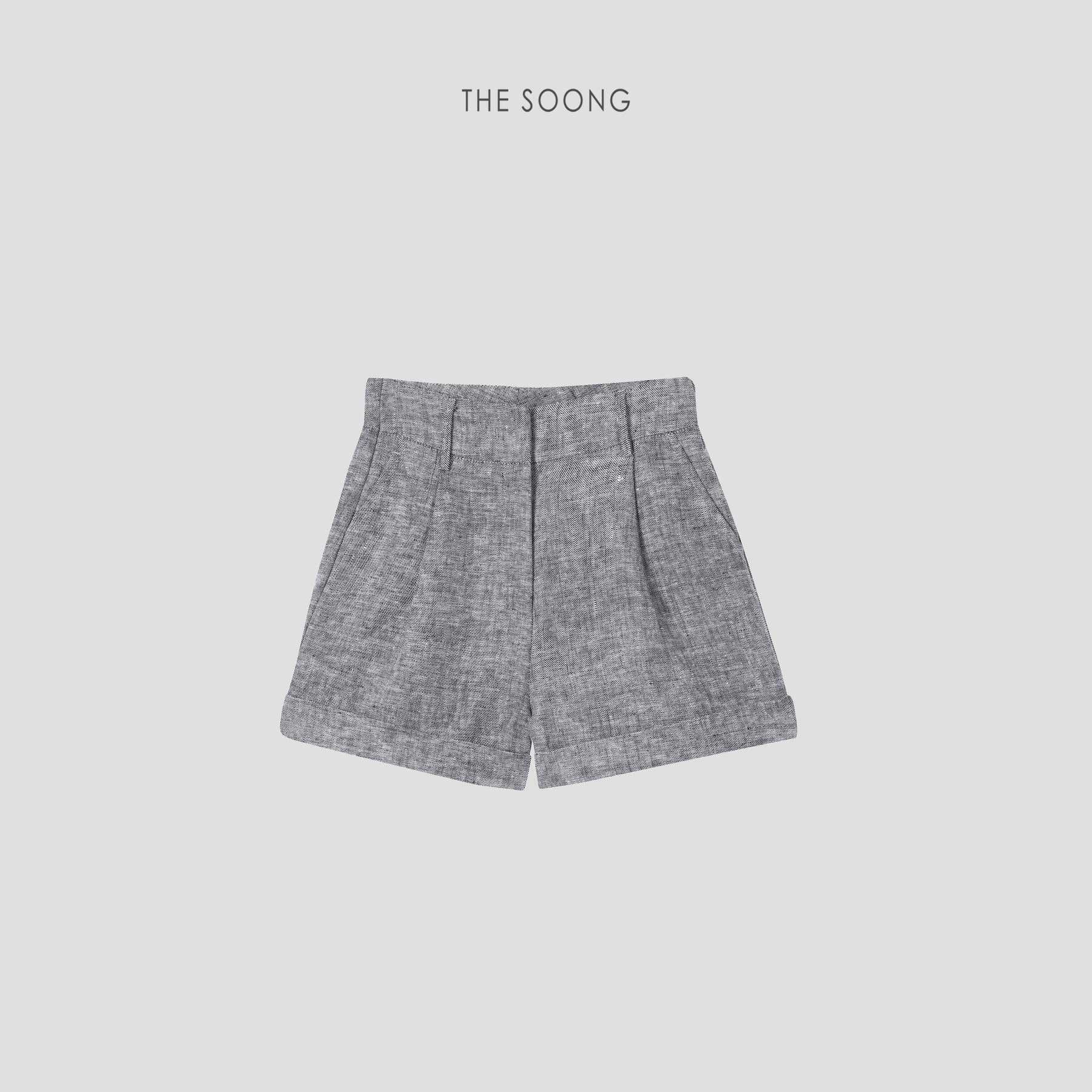 THESOONG/French Vintage 100% Selected Linen Minimal Mid-Waist Slim A-Line Casual Blazer Shorts