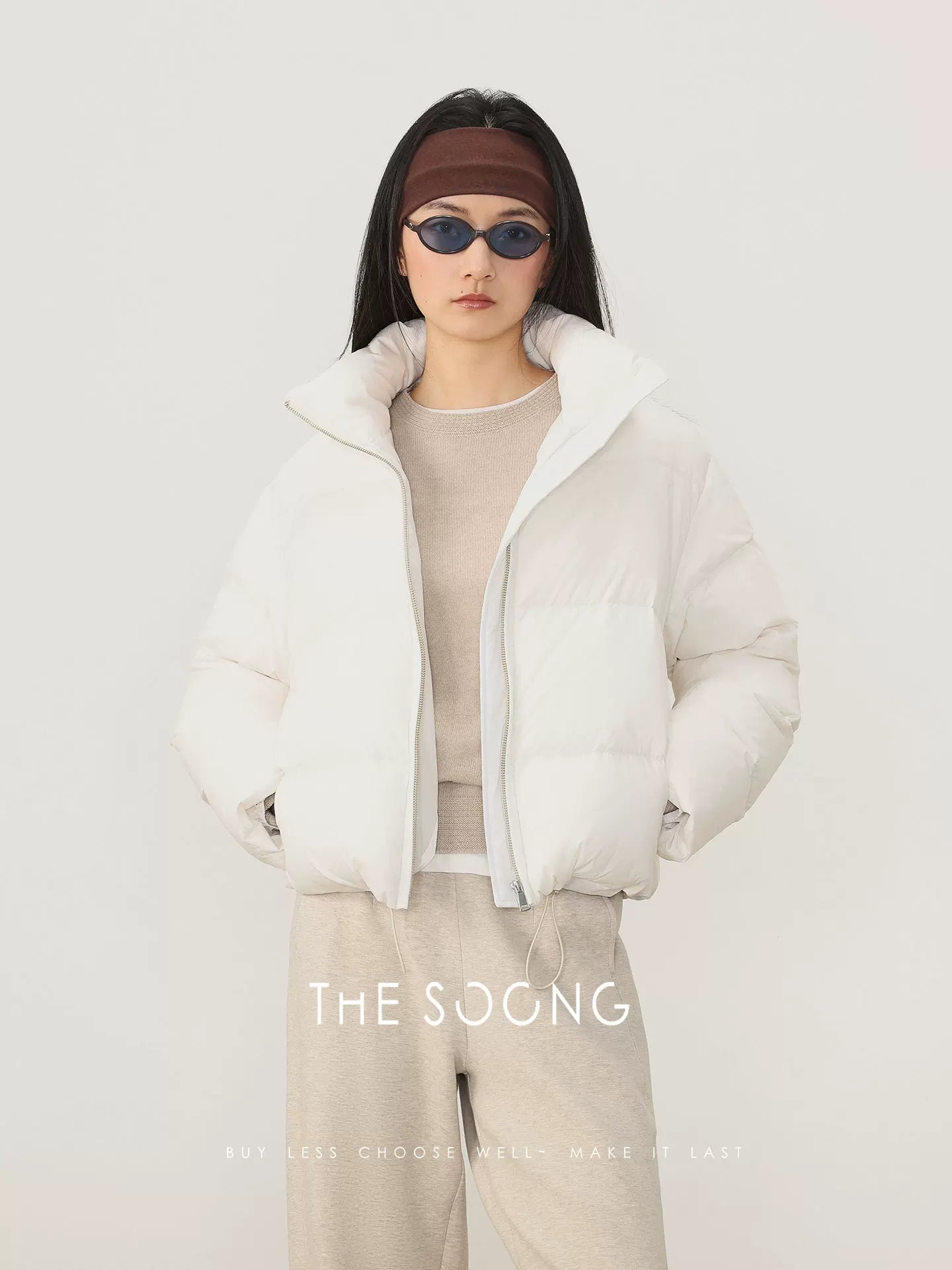 THESOONG / New Women's Custom Three-proof 95 Goose Down Warm Stand Collar White Down Jacket 8293