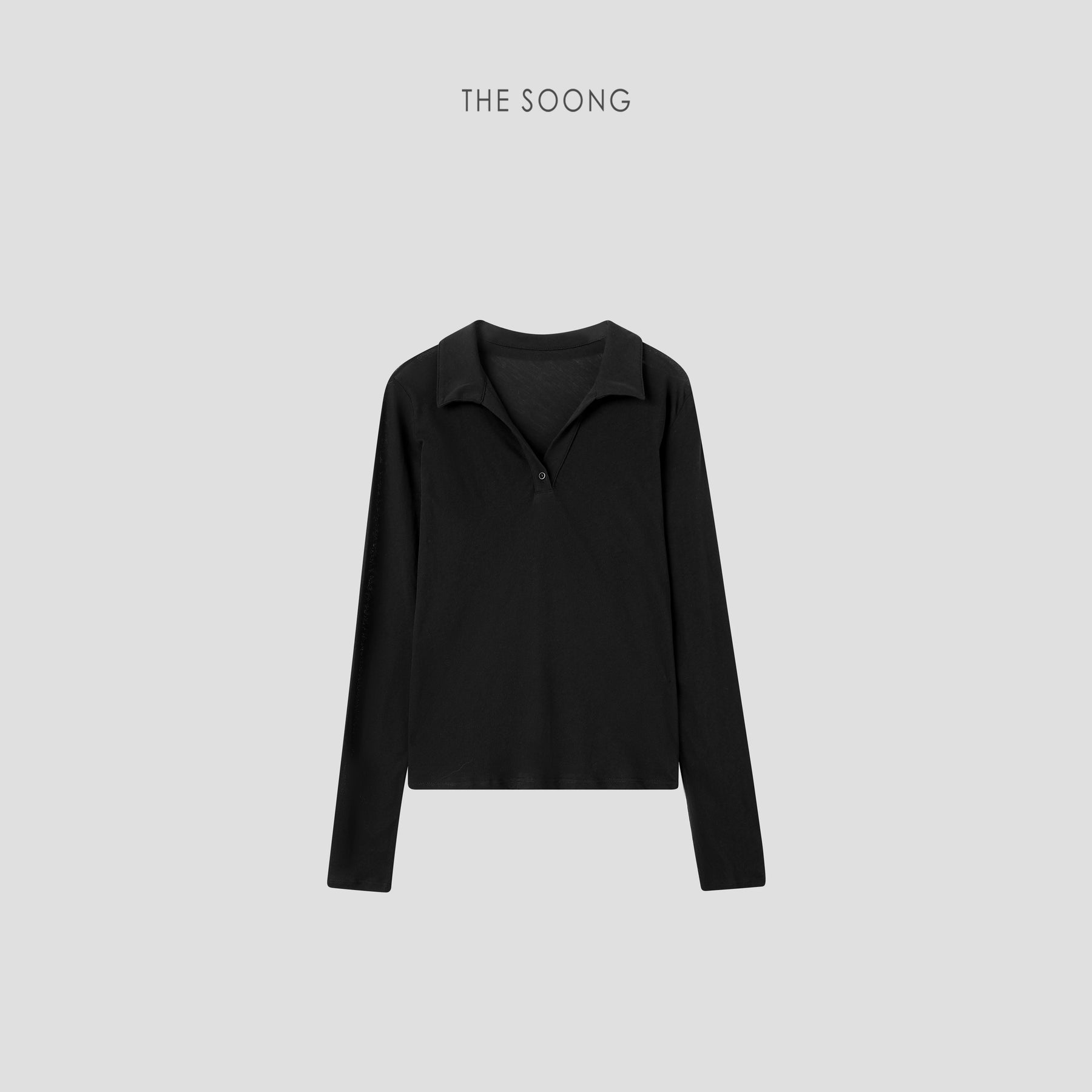 THESOONG / Classic 100% cotton breathable Henry shirt skin-feel long sleeve polo sweater for women 6347