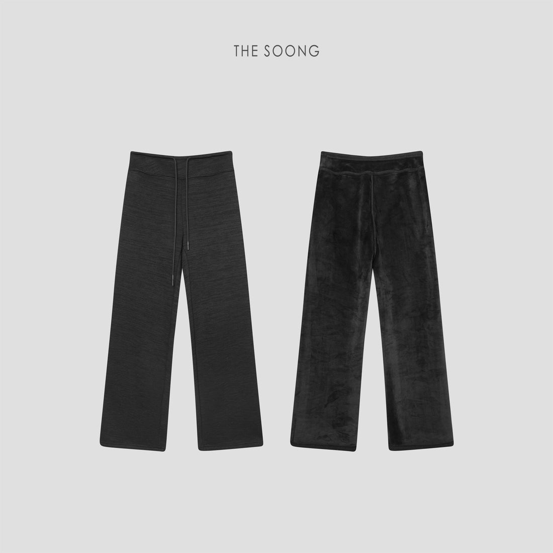 THESOONG/暖绒裤 加厚加绒保暖抽绳黑色显瘦正腰松紧休闲裤7868