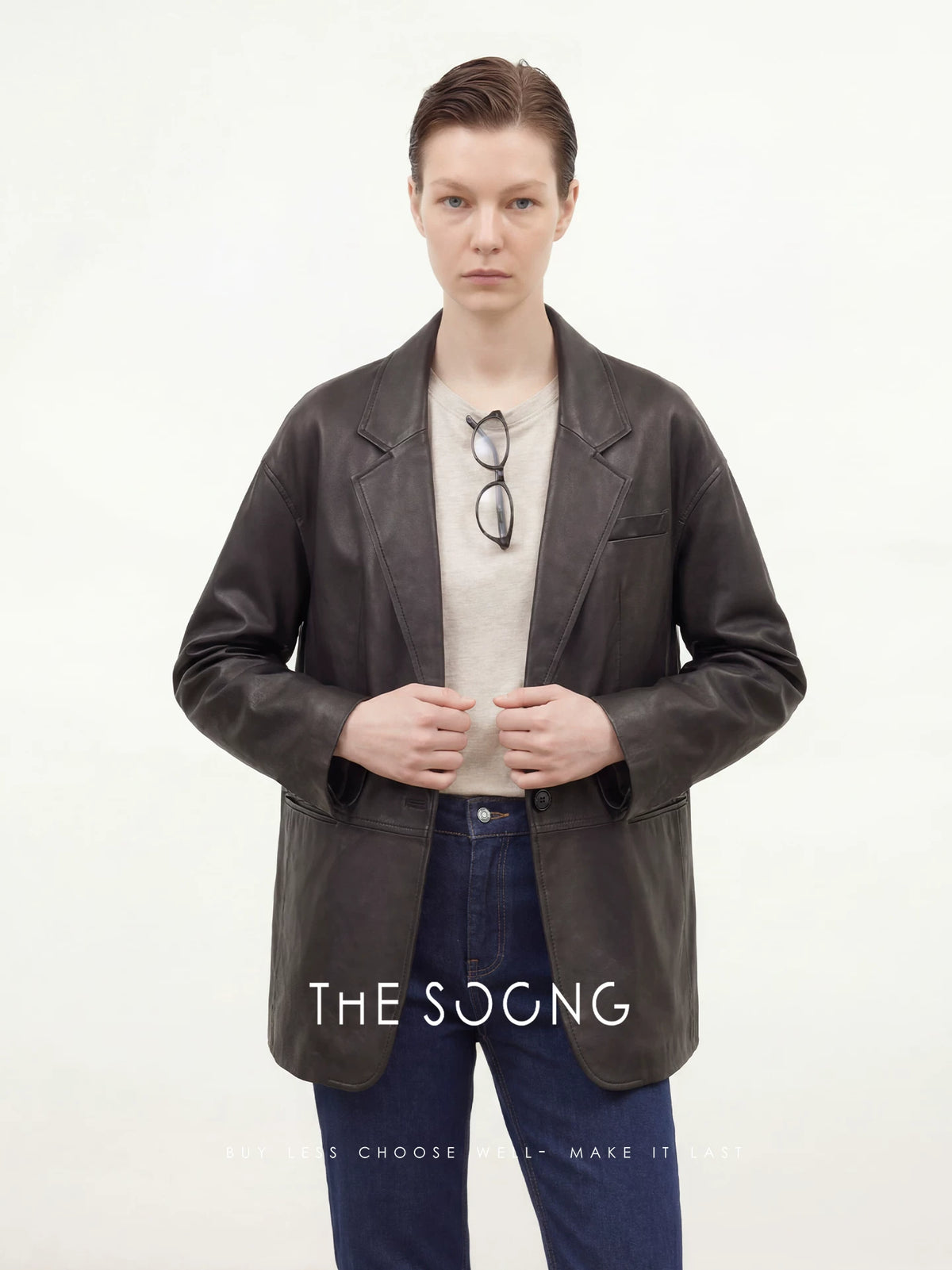 THESOONG/Craftsmanship Piyu Hand-Cut 100% Sheepskin Blazer Collar Women's Leather Jacket 8672