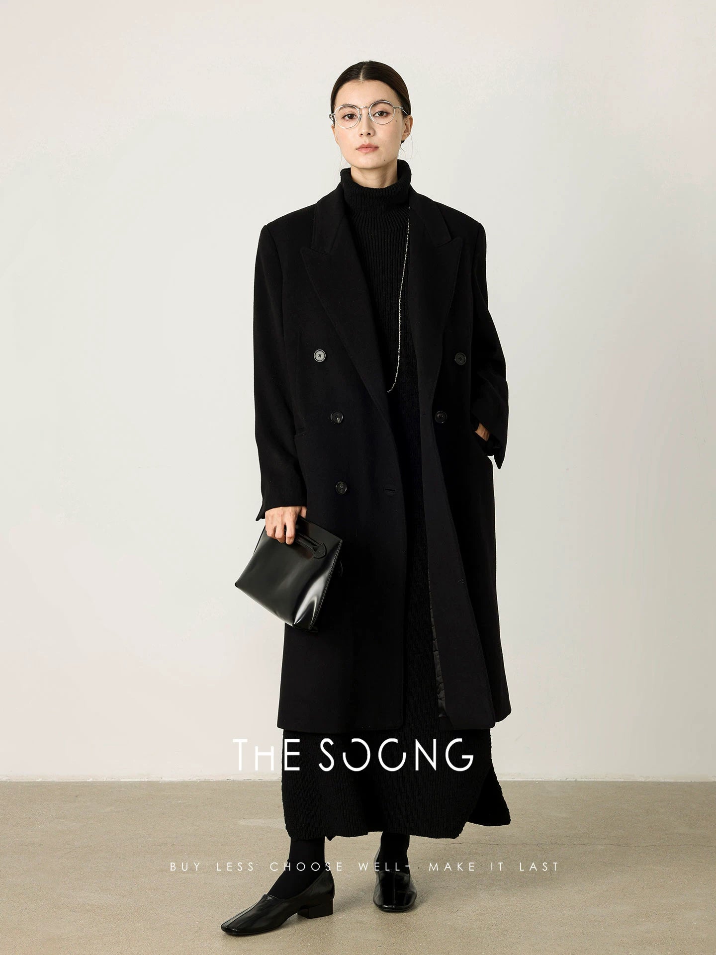 THESOONG/Autumn and Winter 100% Cotton Sleeveless Knit Dress Textured Mid-Length High-Neck Long Dress 7764
