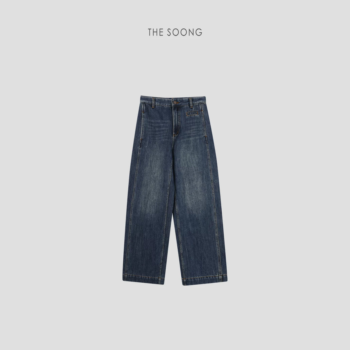 THESOONG/Vintage Non-Stretch Curved Knife Jeans for Women, Loose Fit, Distressed, Anti-wrinkle, Wear-Resistant Long Pants HWNZ7582