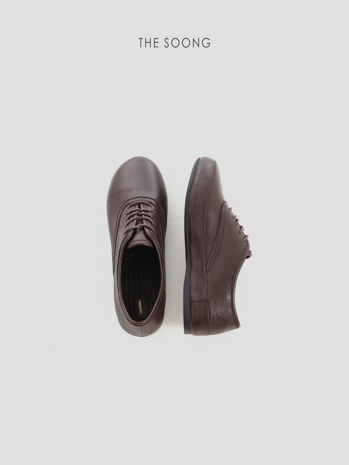 THESOONG/ Vintage Coffee Tone, Top-grain Lambskin Soft Breathable Hand-stitched Commuter Casual Leather Shoes 9399