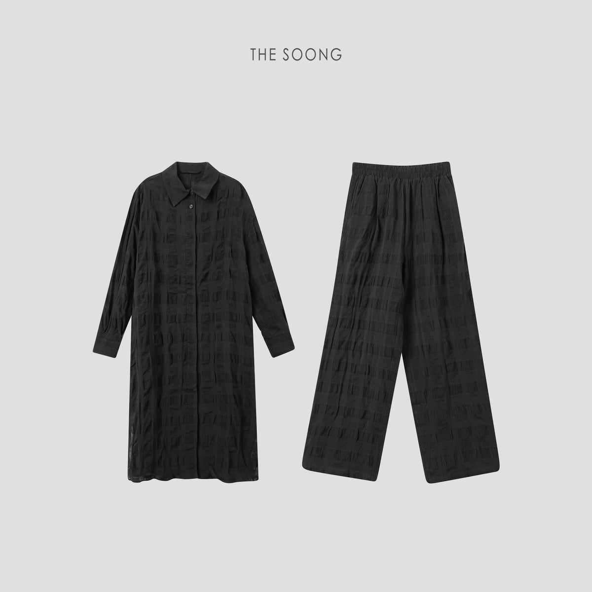 THESOONG/Spring New Casual Linen Fashion Set for Women, Long-Sleeve Cardigan HWCS8533/HWQZ8534
