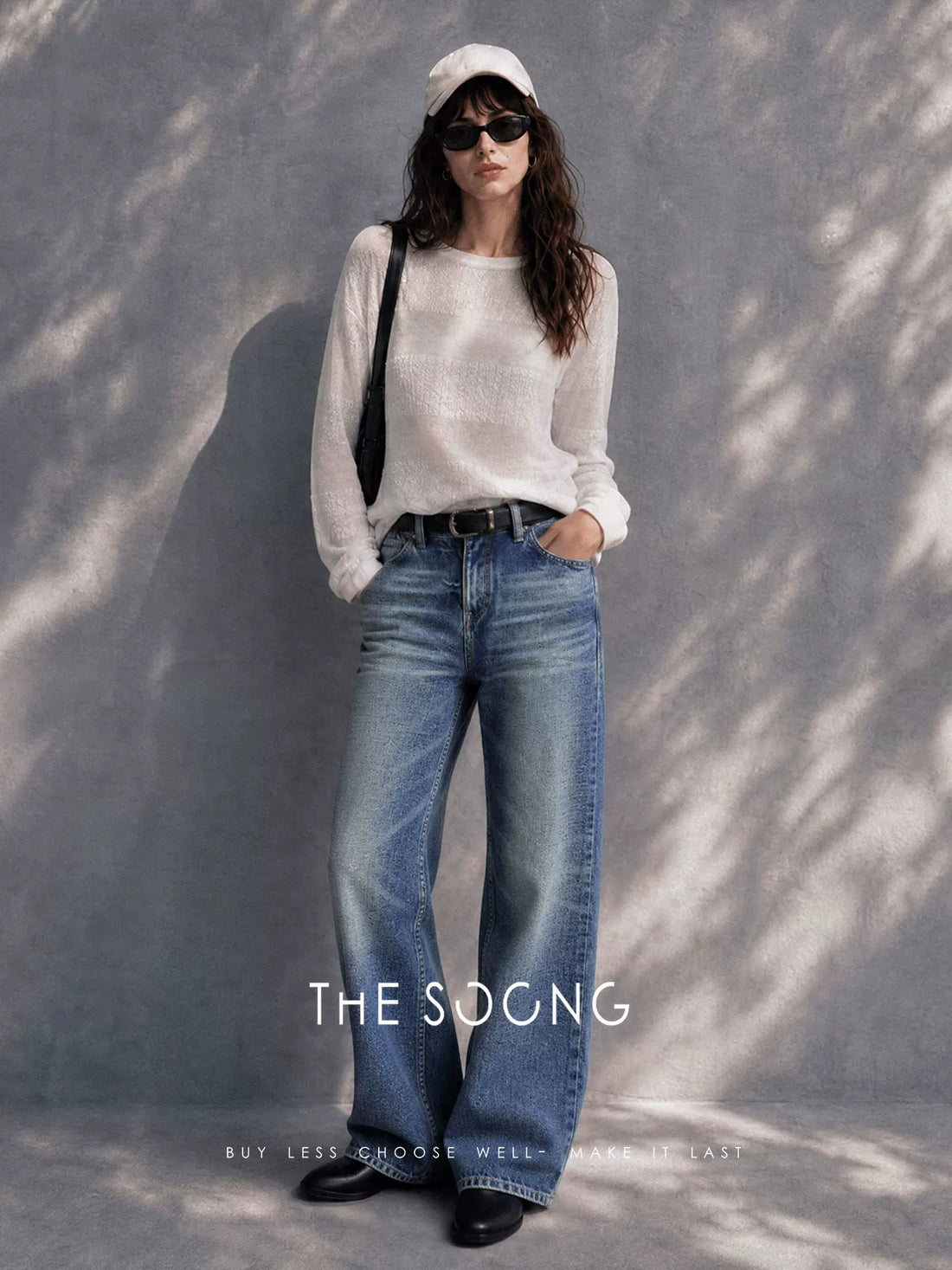 THESOONG/C家经典 手擦猫须中高腰显瘦拉链新款直筒牛仔裤女 6345