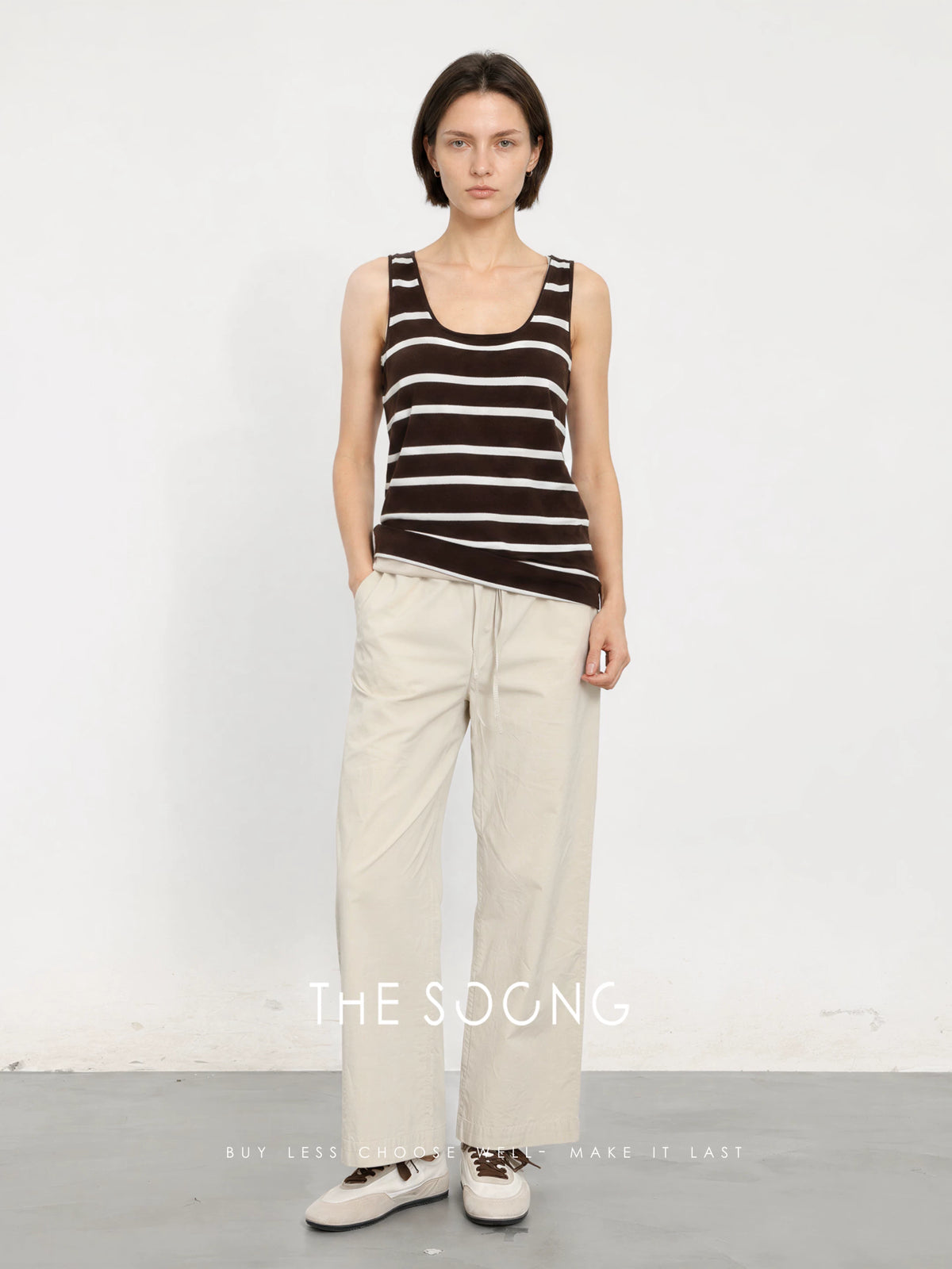 THESOONG/Rational Aesthetic High-Density Jacquard Elastic Mid-Waist Stretch Nine-Point Casual Pants for Women