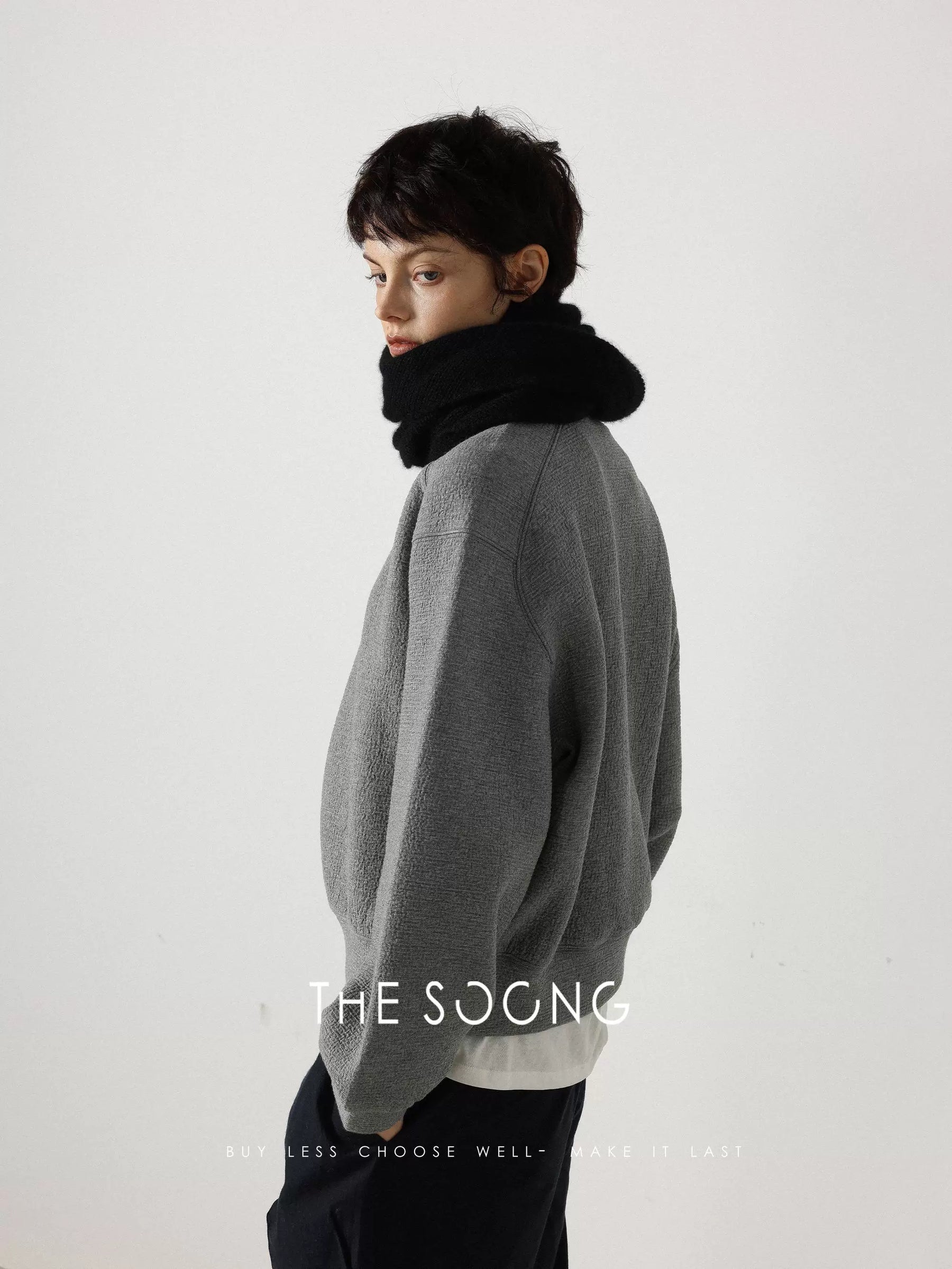 THESOONG / Italian Sheep Wool Cashmere 143g Single-sided Weaving Stretch Warm Comfortable Triangle Scarf