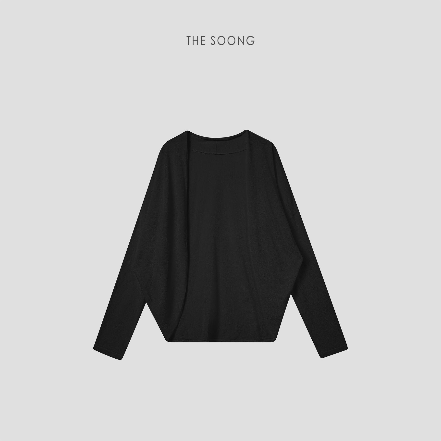 THESOONG/Soft Draped Collarless Knit Cardigan Women Lyocell Linen Thin Top HWCS9329